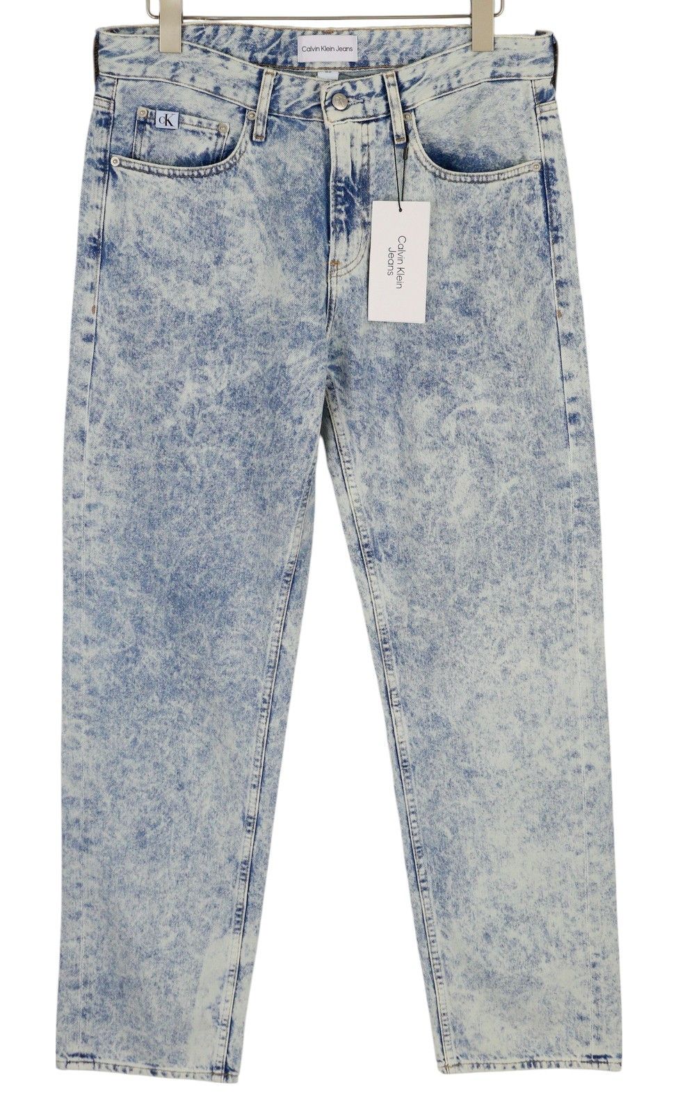 Calvin Klein 90S STRAIGHT W31 Faded Blue Zip Fly Logo Denim 85289 Size US 31 - 1 Thumbnail
