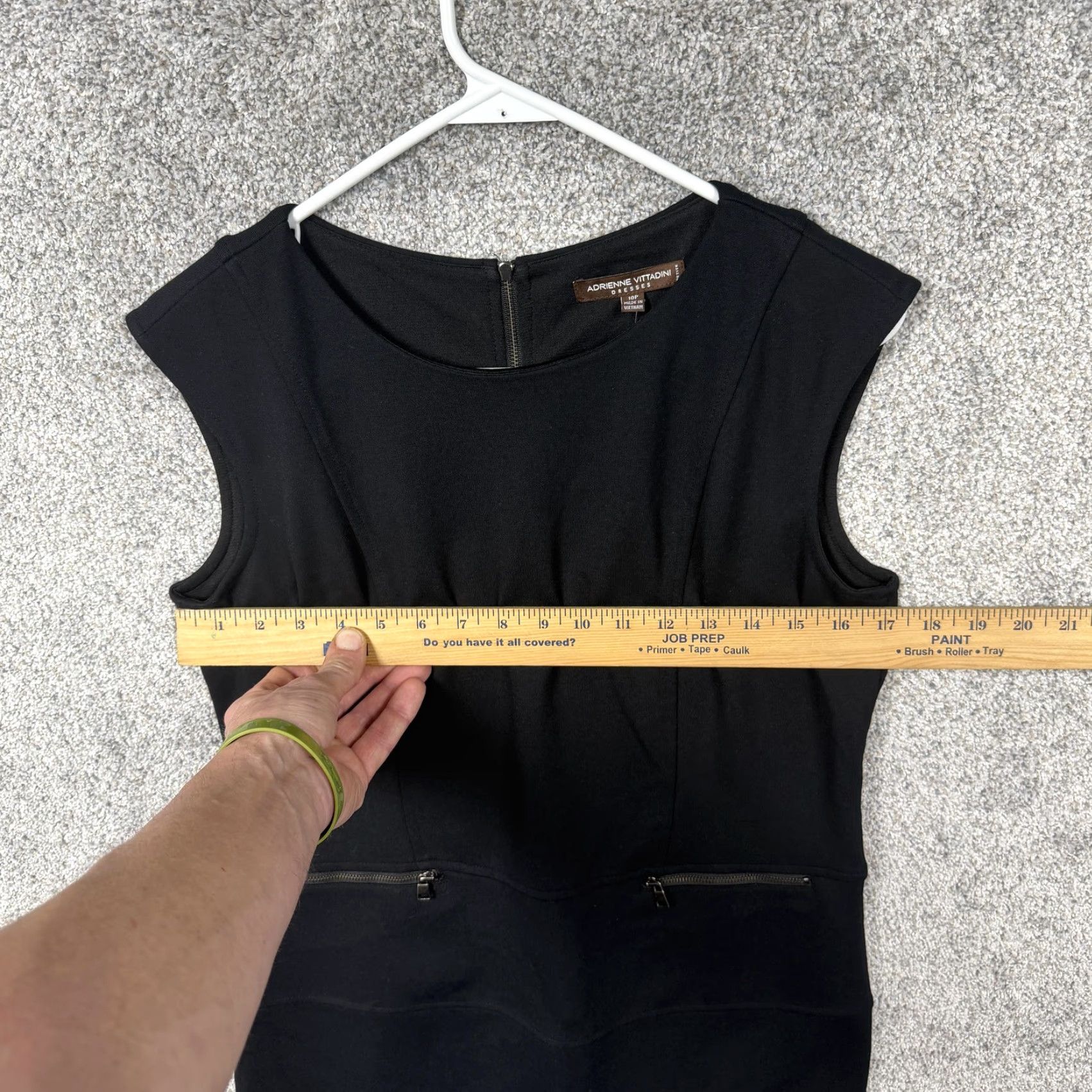 Vintage Adrienne Vittadini Sheath Dress Petite 10P Black NWT Workwear Cocktail Party Sleeveless Zip Pockets Size L / US 10 / IT 46 - 5 Thumbnail
