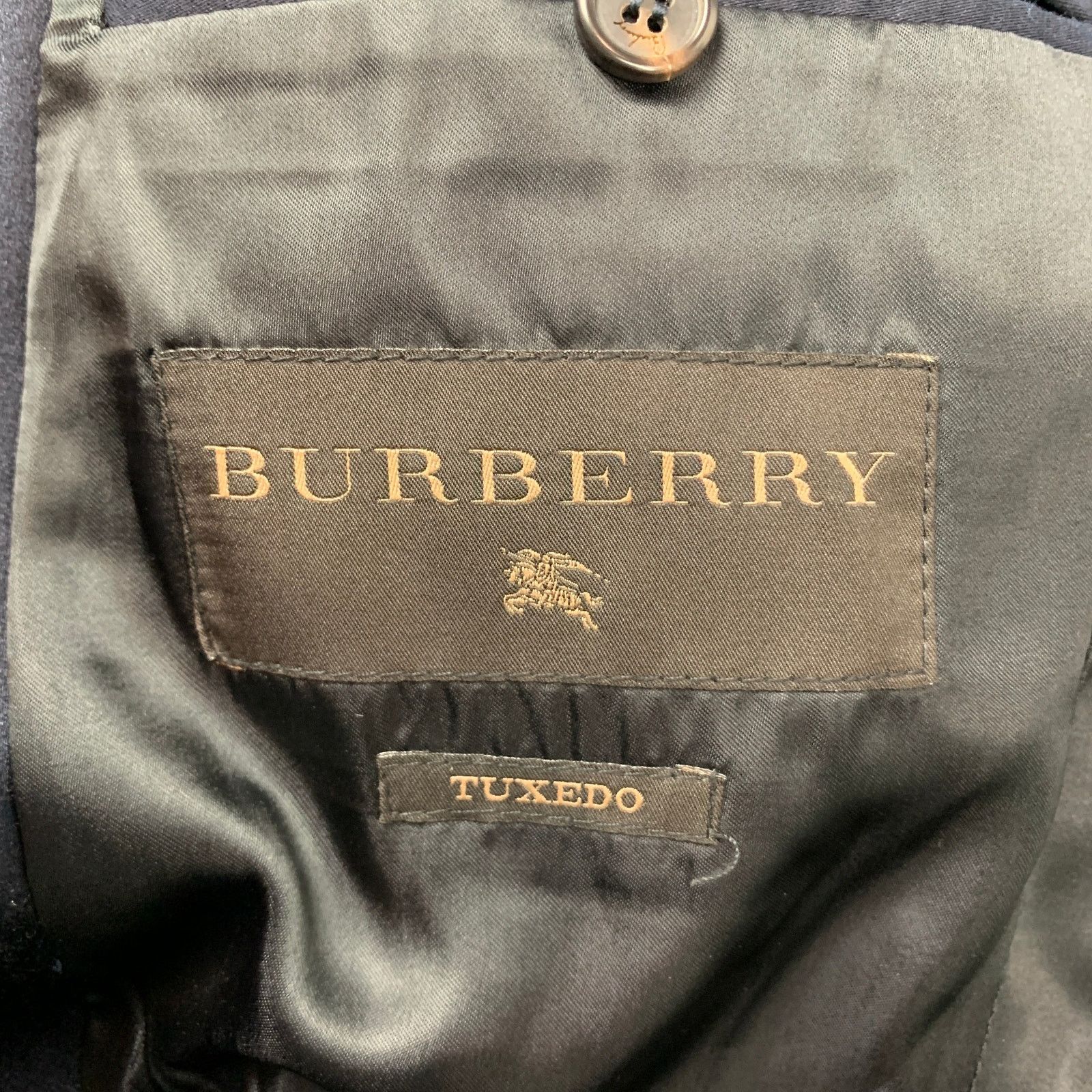 Burberry Size 36 Navy Cotton Blend Peak Lapel Tuxedo Sport Coat Size 36R - 6 Thumbnail