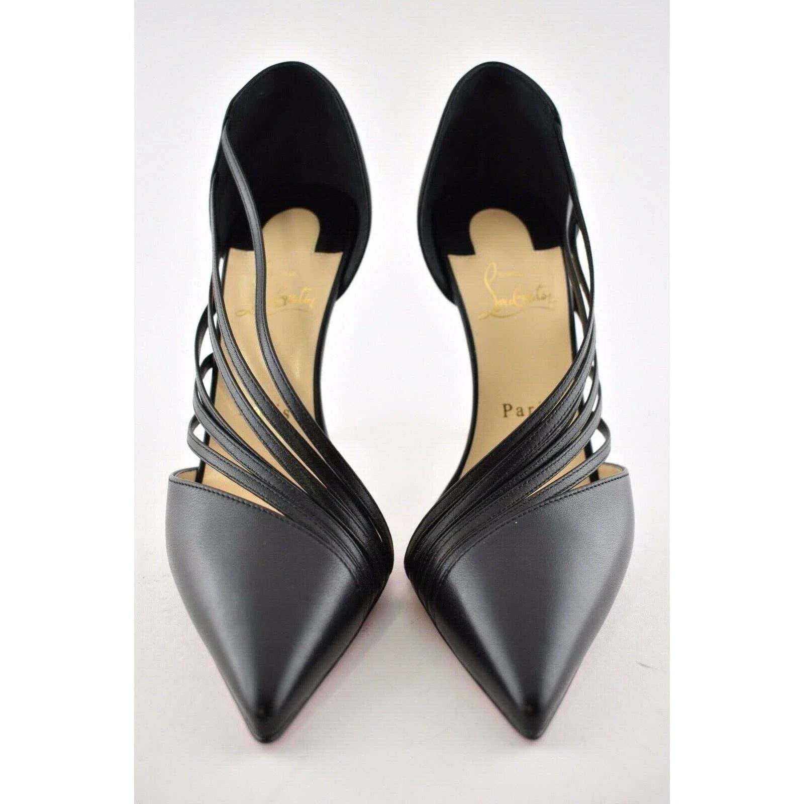 Christian Louboutin Antinorina 100 Black Leather Strappy Pointed Heel Pump 40.5 Size US 10.5 / IT 40.5 - 5 Thumbnail
