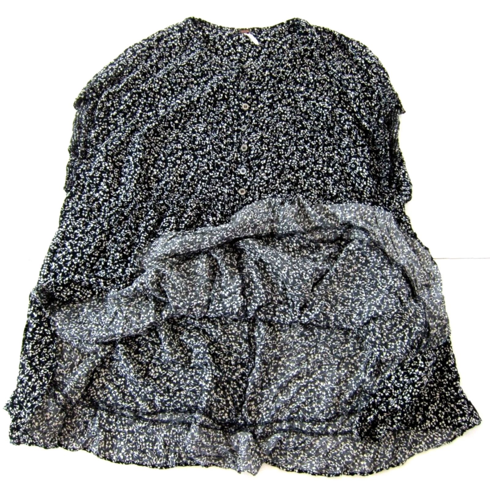Free People Free People 100% Rayon Black Floral Cap Sleeve Tunic Smock Dress M Women's Pocket Shirt Dress Size M / US 6-8 / IT 42-44 - 5 Thumbnail