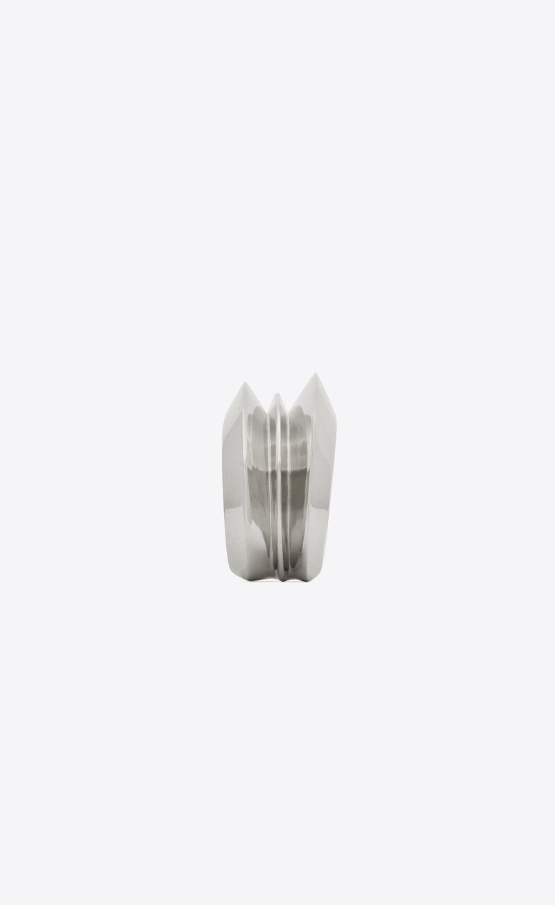 Saint Laurent Paris o1bcso1str0226 Size:S/Stacked Cuff In Metal in Silver Size ONE SIZE - 5 Thumbnail