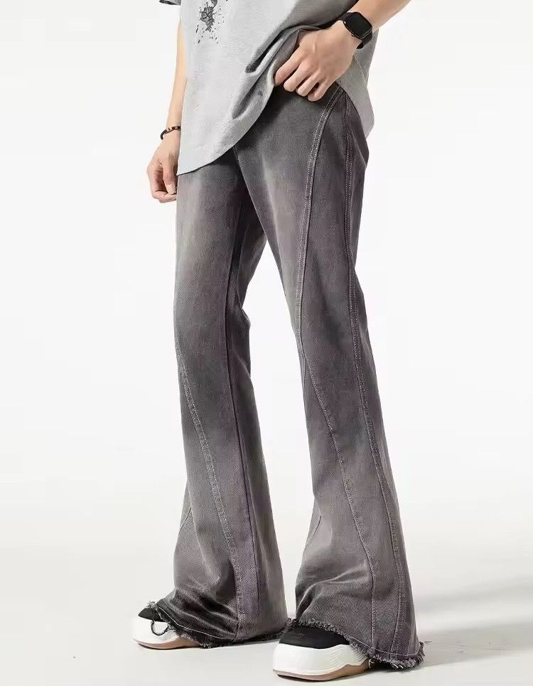 Japanese Brand × Vintage Streetwear Vintage Grey Baggy Flared Jeans Size US 33 - 1 Thumbnail