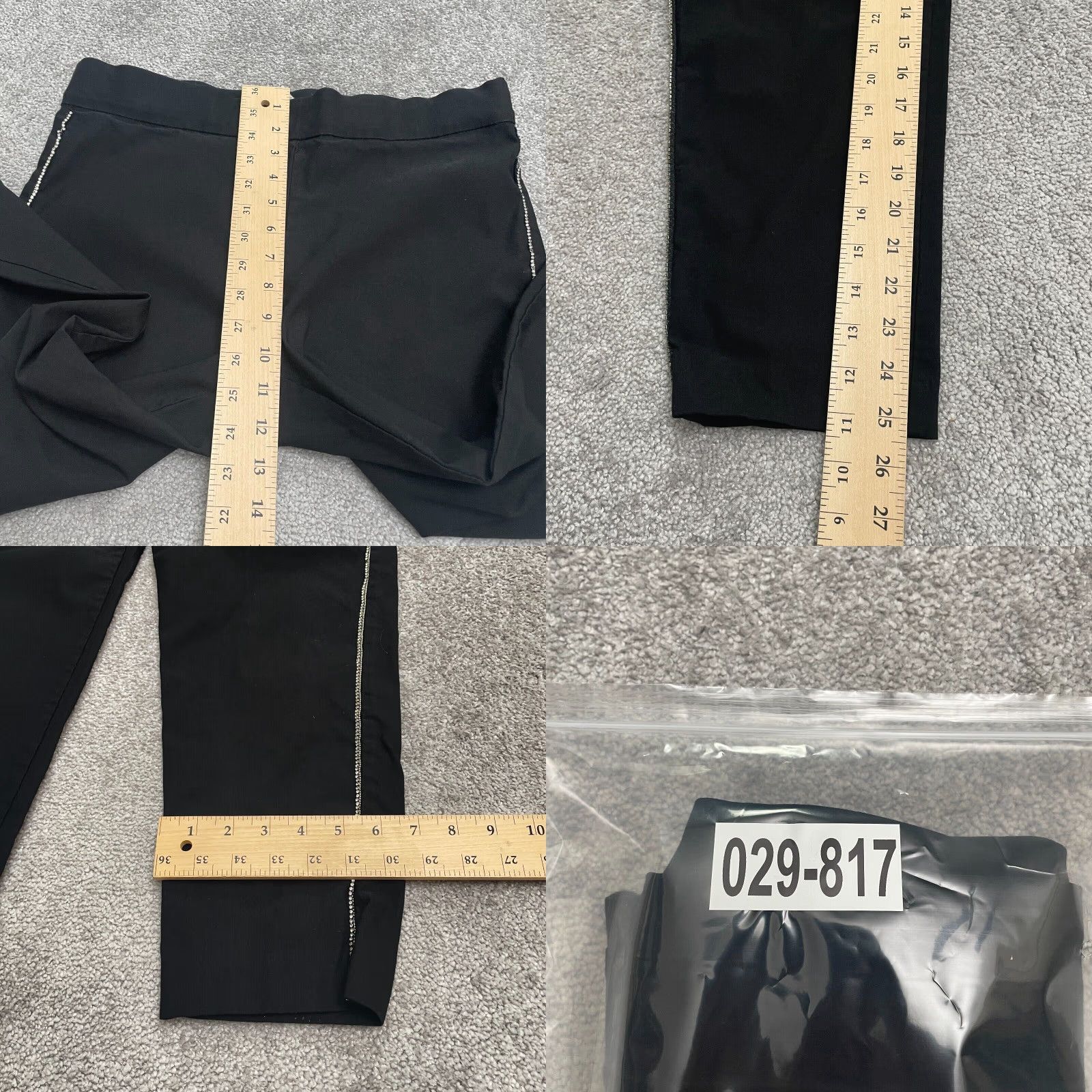 Vintage Beaded Retrology Ankle Pants Womens Large Black Straight Casual Pull On 32x25.5 Size 36" / US 14 / IT 50 - 8 Thumbnail