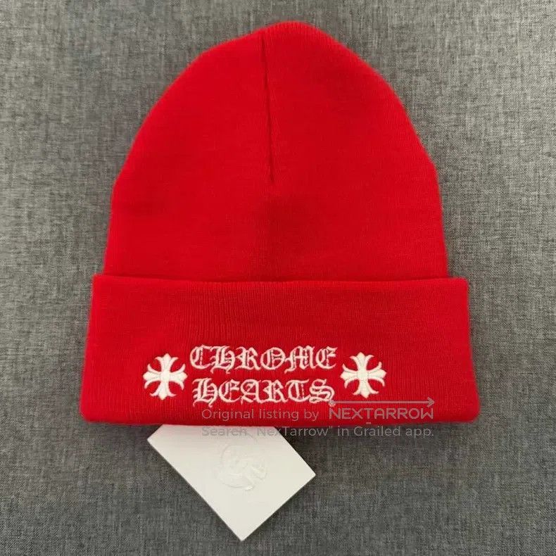 CHROME HEARTS Size OS Brand new red embroidered cold hat wi