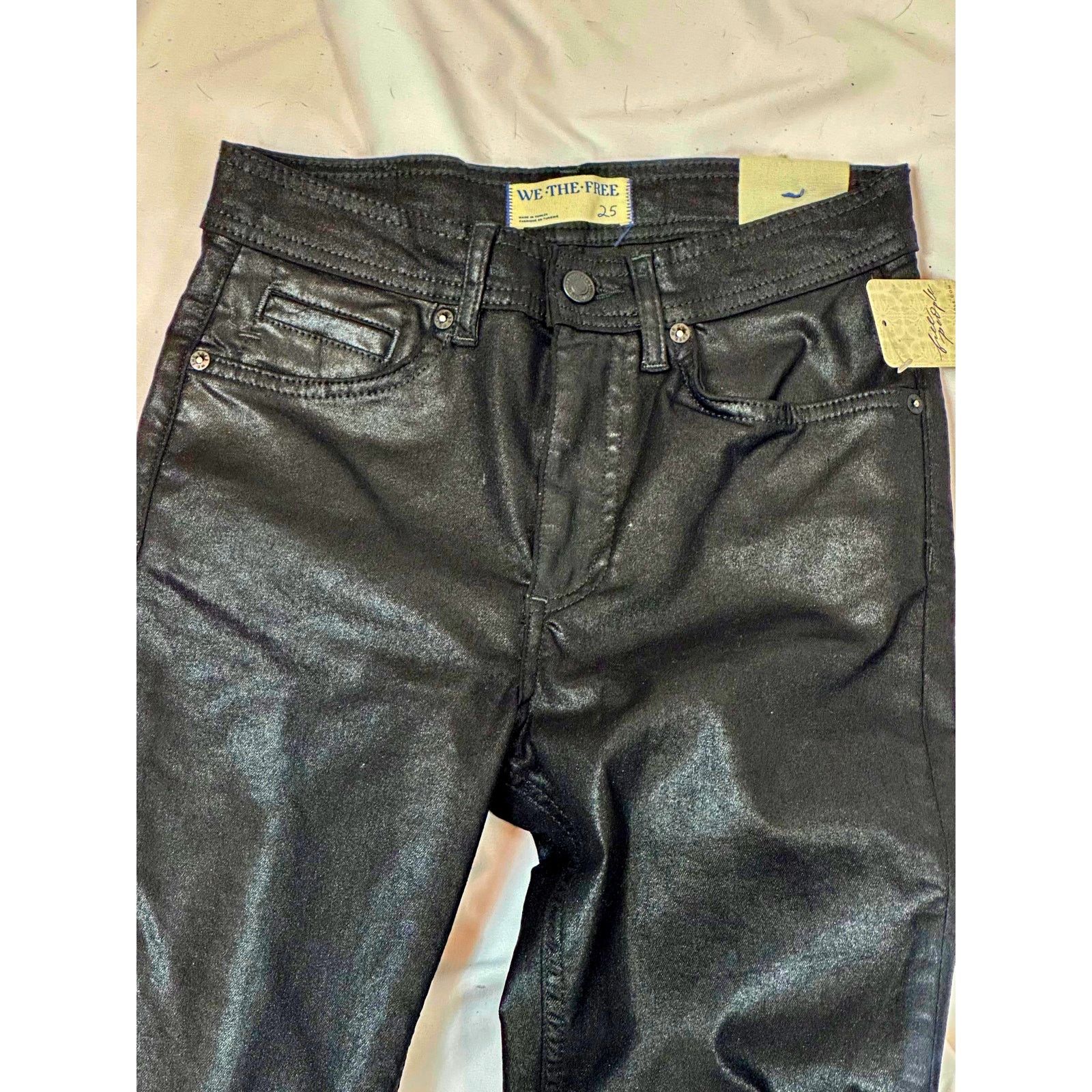 Free People Free People Xena High Rise Straight Coated Jeans Black 25 Size 25" / US 0 / IT 36 - 9 Thumbnail