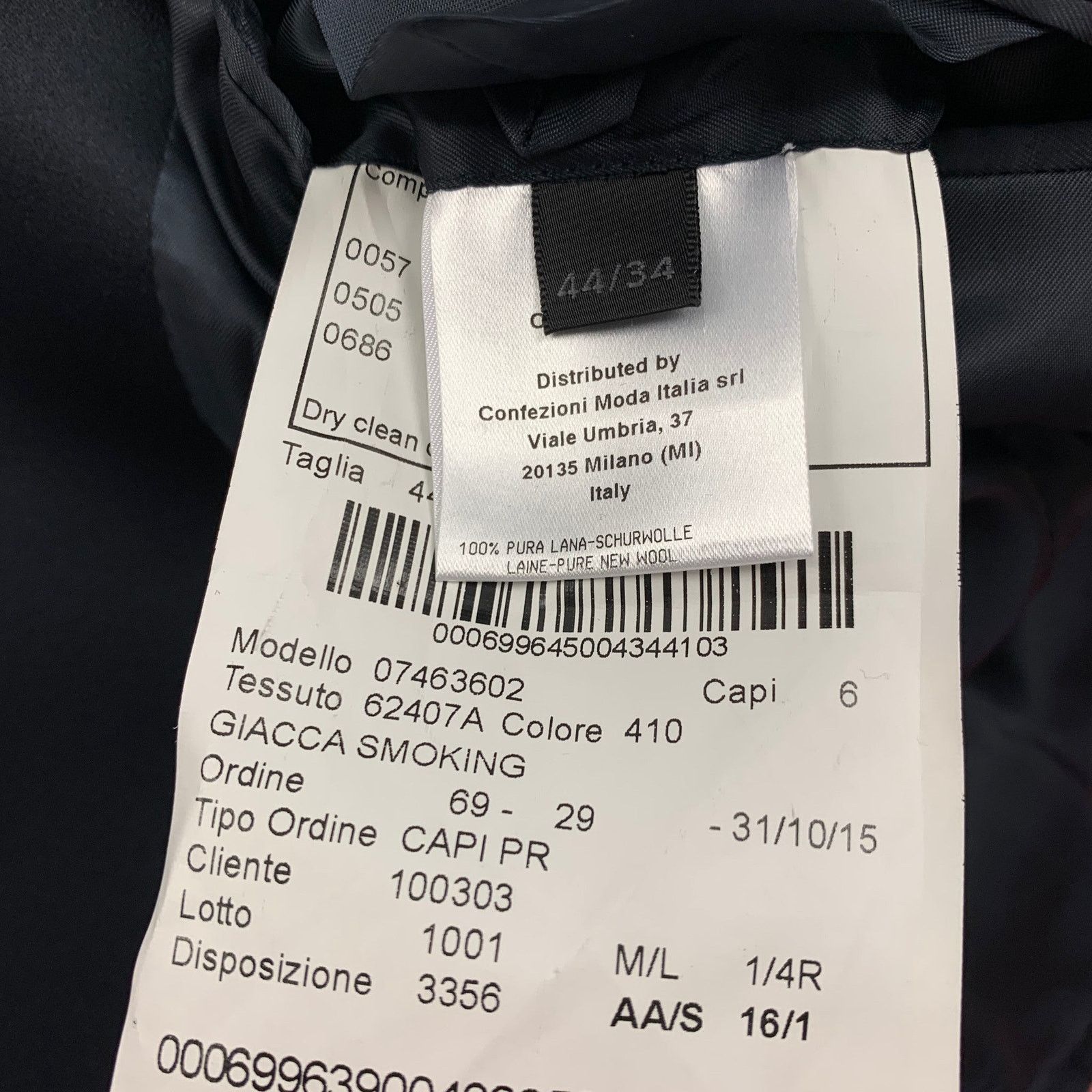 Calvin Klein Size 34 Navy Black Wool Peak Lapel Tuxedo Suit Size 34R - 7 Thumbnail