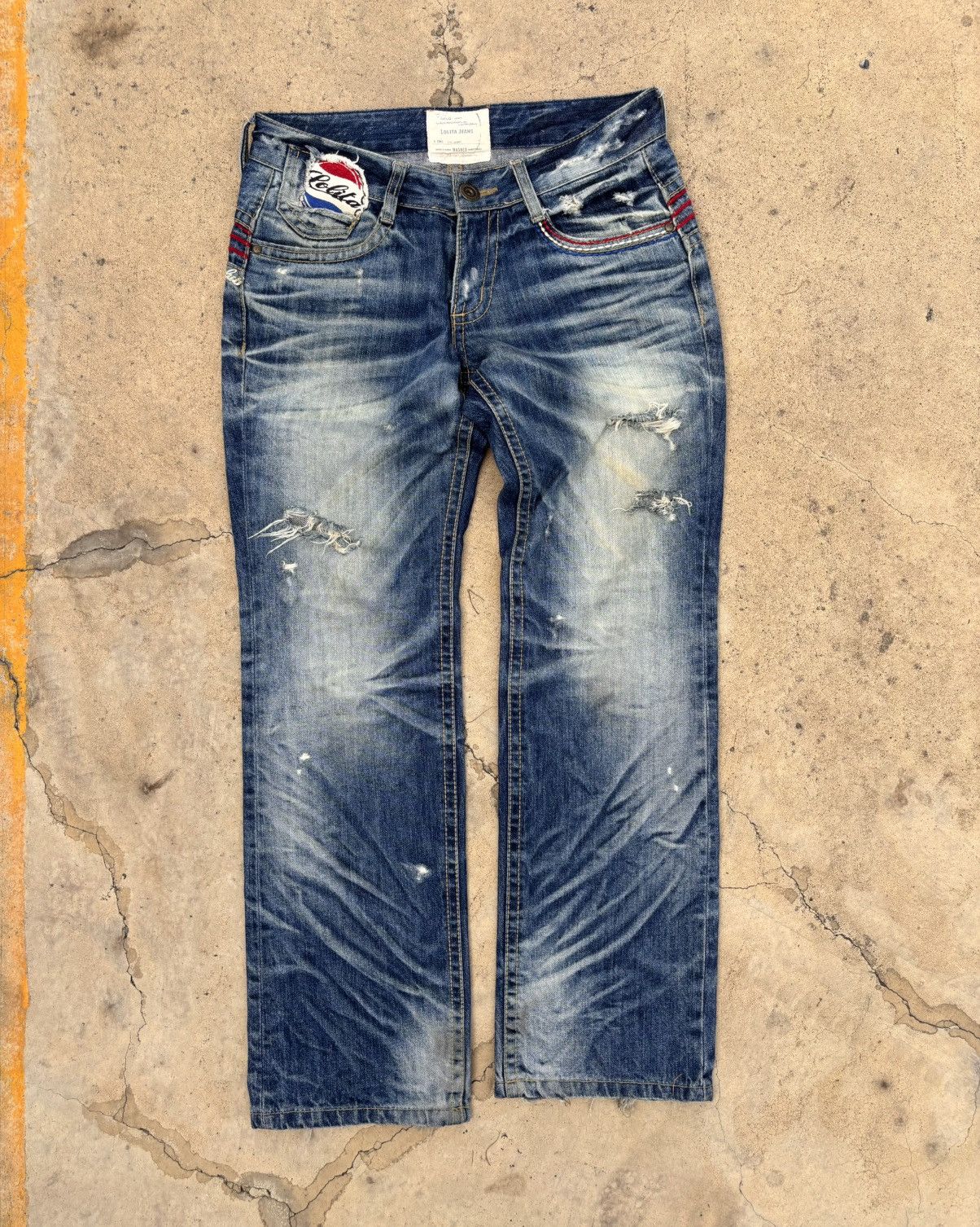 If Six Was Nine Thrashed Distressed LOLITA PEPSI Jeans ERD Grunge Size US 32 / EU 48 - 4 Thumbnail