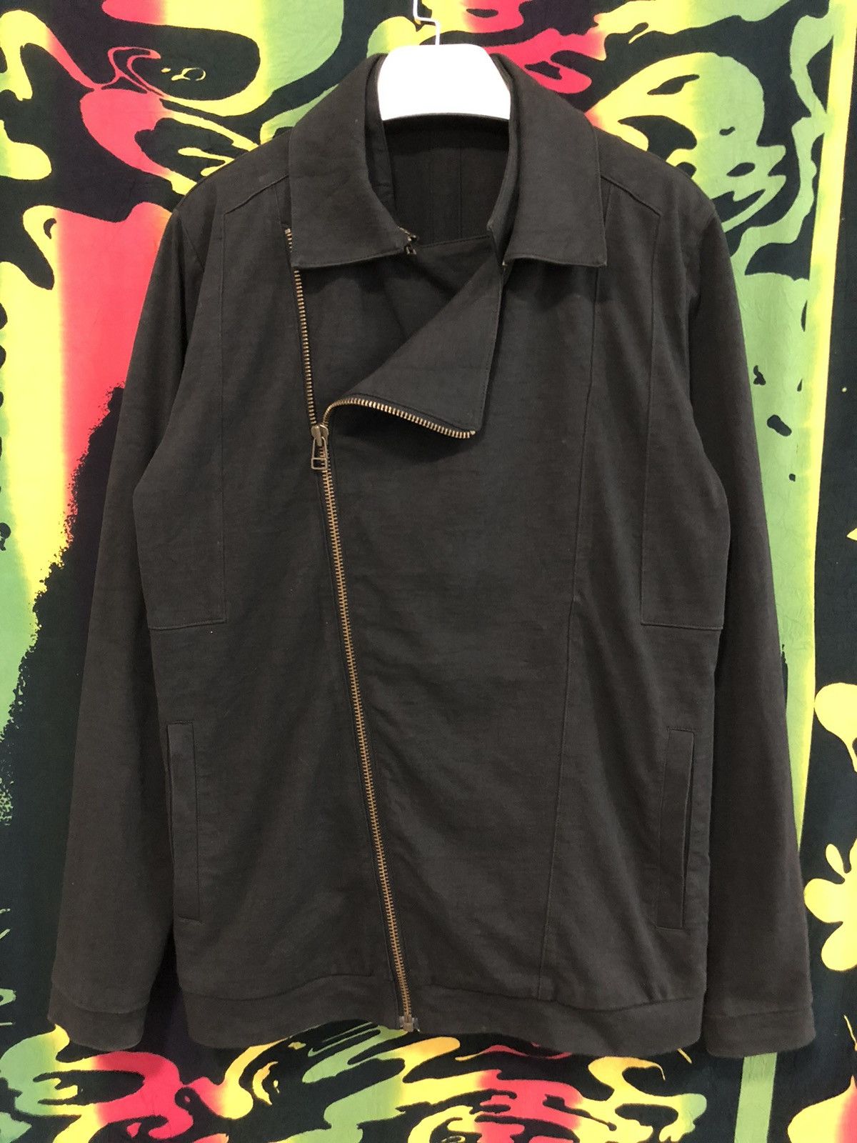 Helmut Lang Black Asymmetrical hot Zip Jacket SZ M