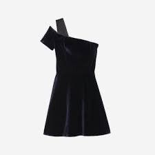 Sandro Sandro Velvet Mini Dress Dark Navy almost black One-Shoulder Size S / US 4 / IT 40 - 3 Thumbnail
