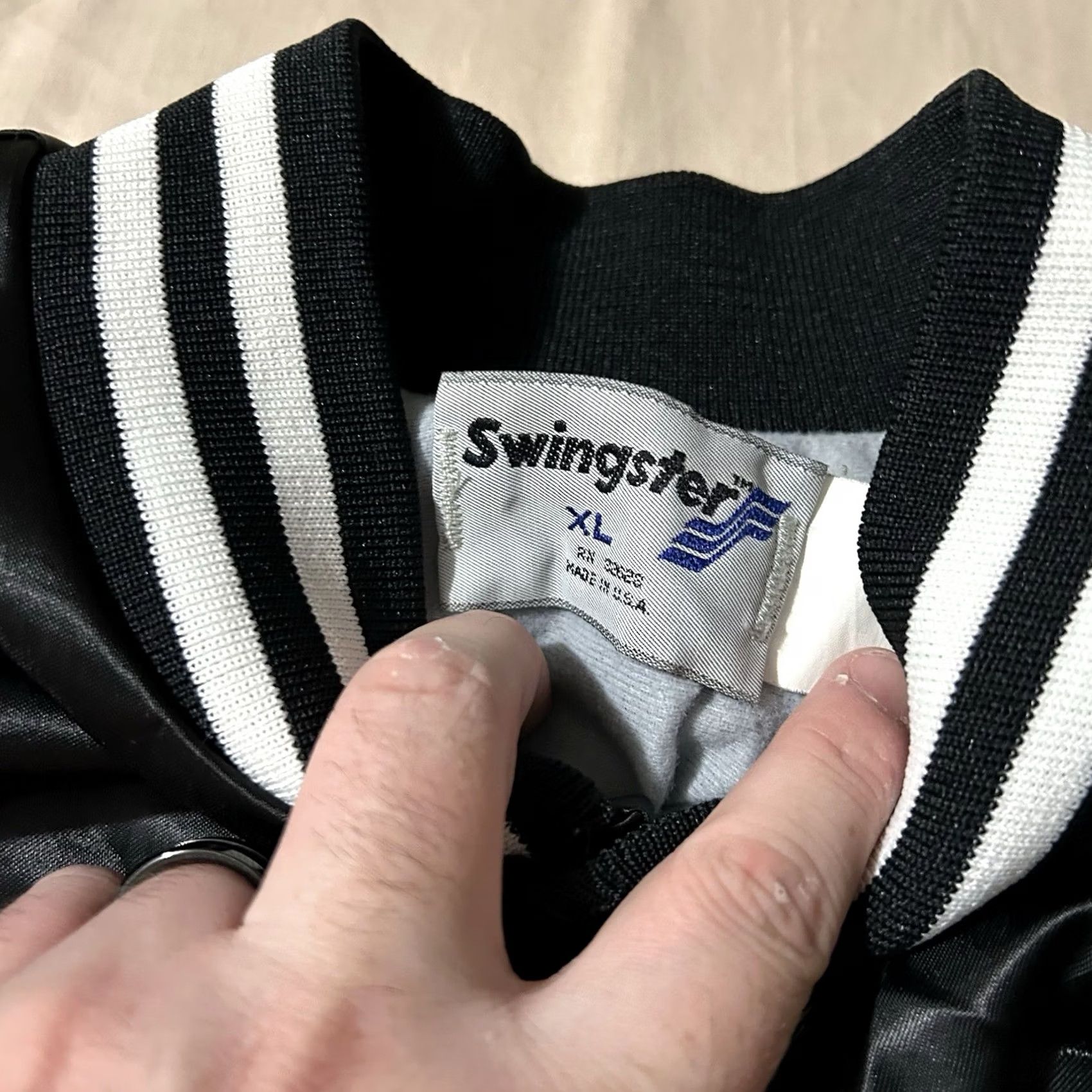 Vintage VINTAGE Swingster Satin Jacket Bomber 90s Macdill Air Force Base Fire Protection Black XL Men Size US XL / EU 56 / 4 - 4 Thumbnail