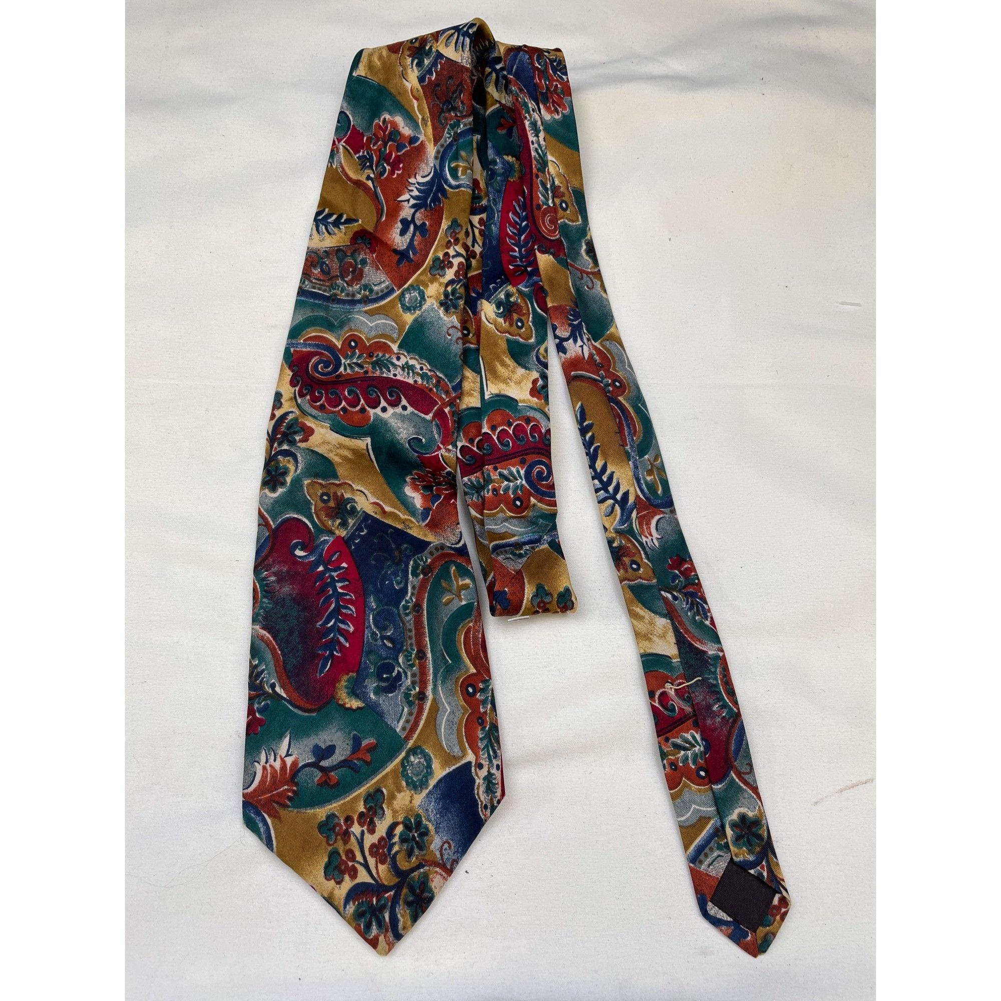 Other Imported from Italy 100 Silk Necktie Multicolor Leafy design Size ONE SIZE - 2 Thumbnail