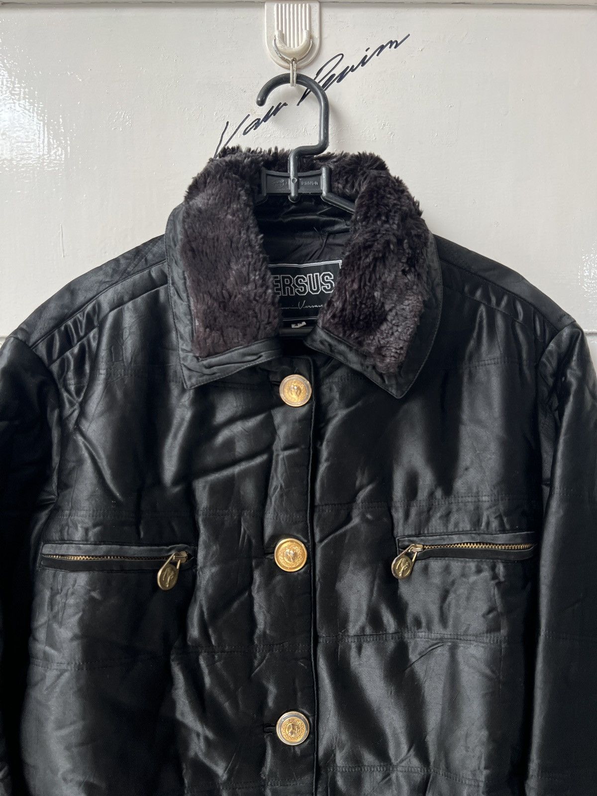 Versus Versace VERSUS Gianni Versace Black Faux Fur Jacket Size US L / EU 52-54 / 3 - 3 Thumbnail