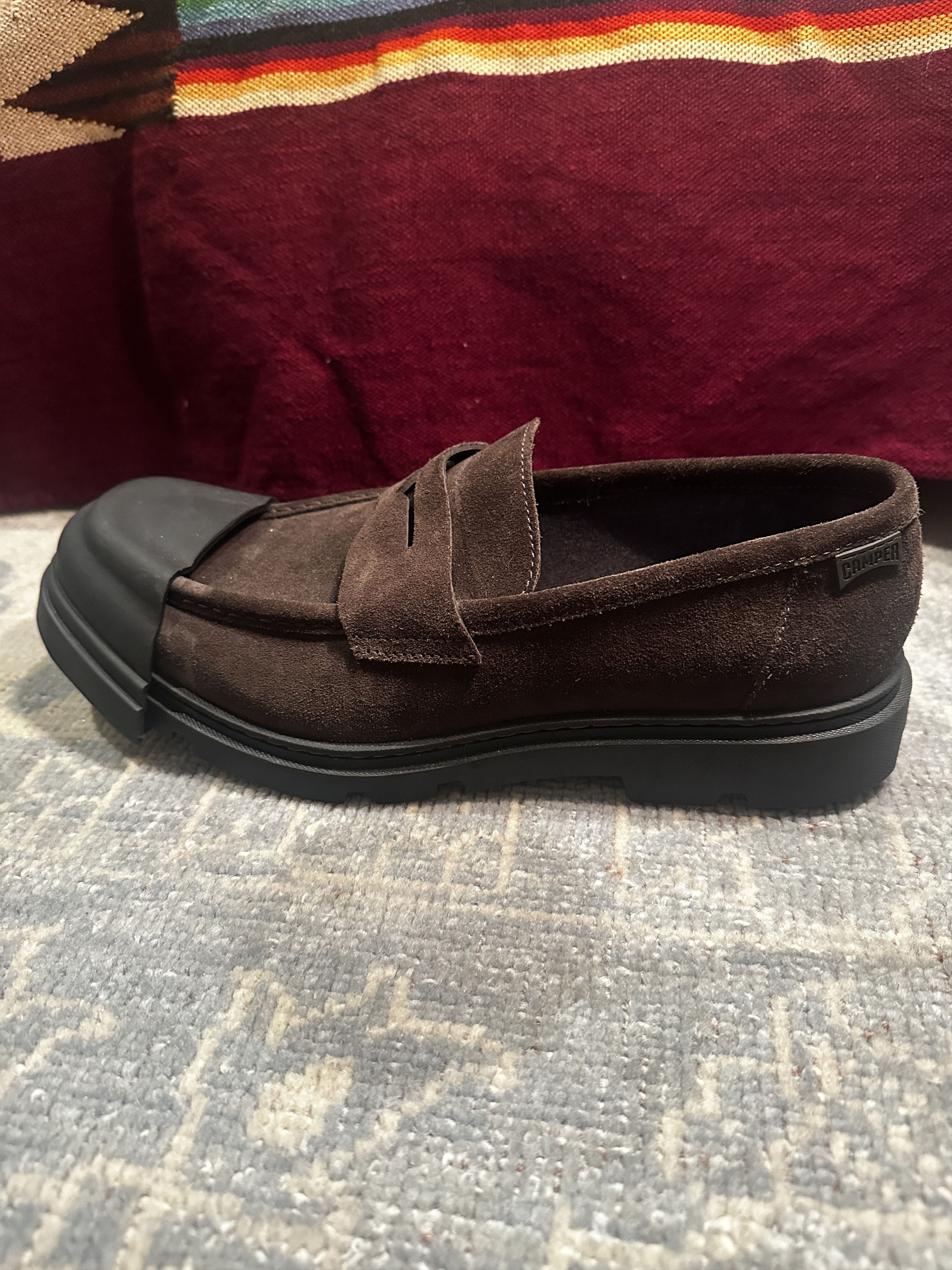 Camper Brown suede penny loafers w/ toe caps Size US 11.5 / EU 44-45 - 3 Thumbnail
