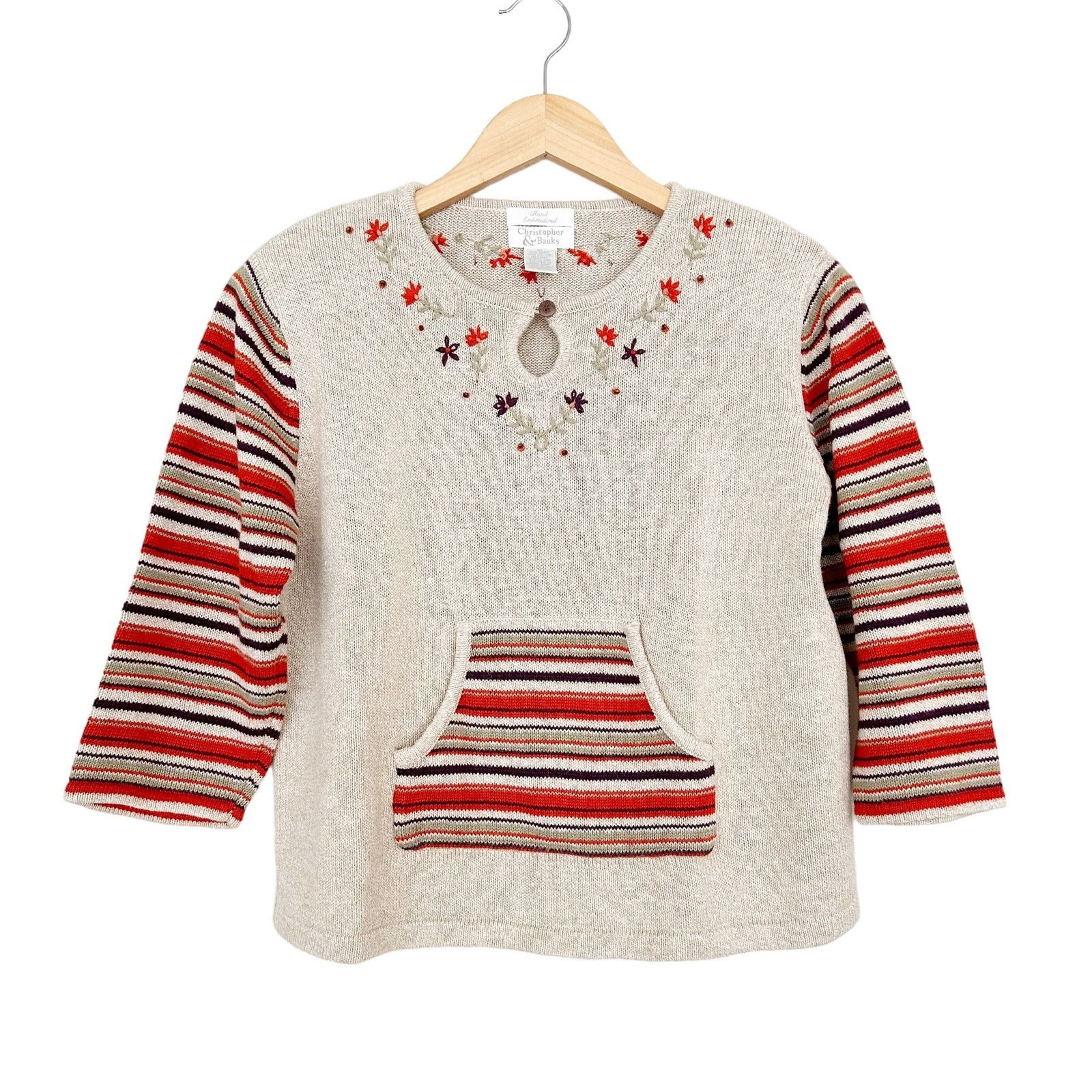 Other Vintage Christopher & Banks Hand Embroidered Sweater Sz M Size M / US 6-8 / IT 42-44 - 5 Thumbnail