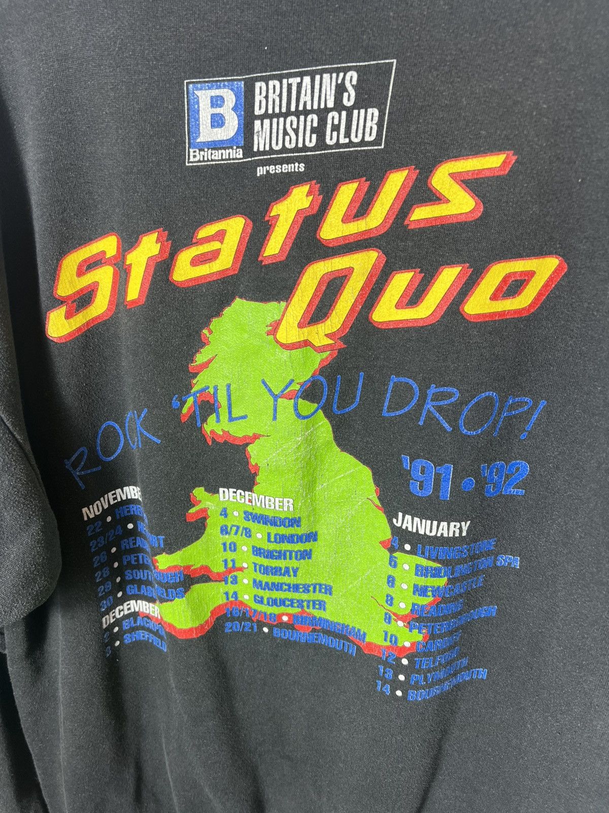 Band Tees Status Quo Rock Til' You Drop Vintage 1991 Tour Sweatshirt Size US L / EU 52-54 / 3 - 6 Thumbnail