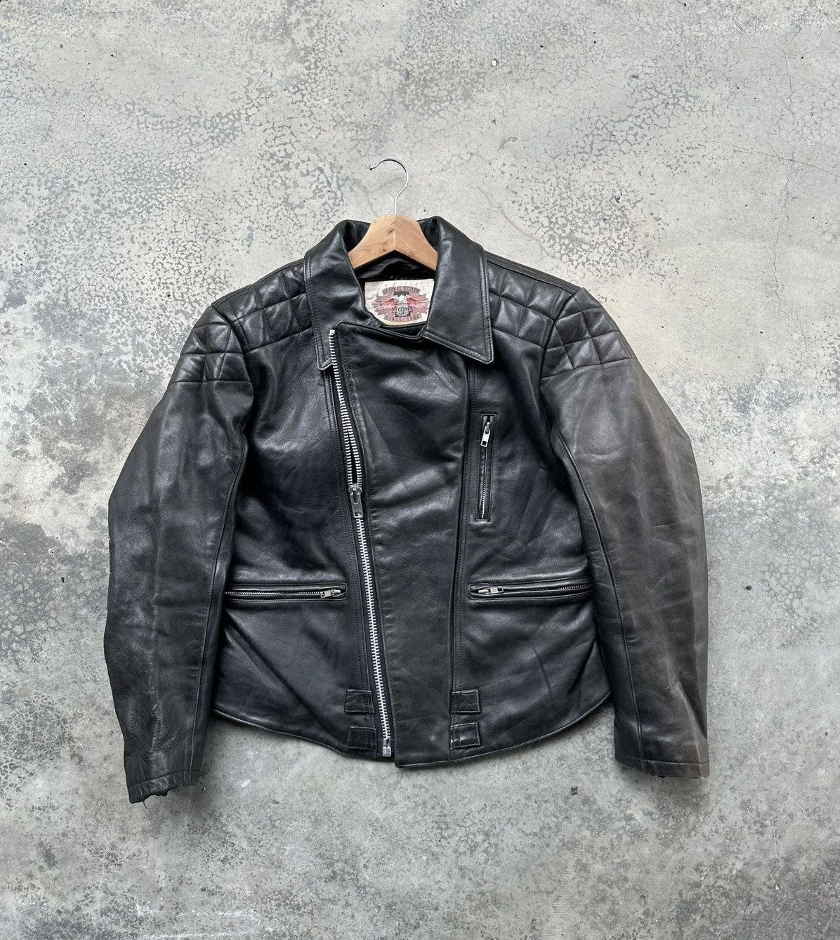 Vintage 👹Vintage Ashville Motor Double Collar Leather Jacket Size US S / EU 44-46 / 1 - 1 Thumbnail