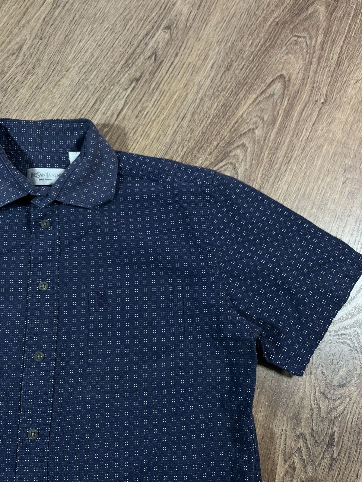 Yves Saint Laurent Vintage Yves Saint Laurent Navy Cotton Shirt Size US M / EU 48-50 / 2 - 2 Thumbnail