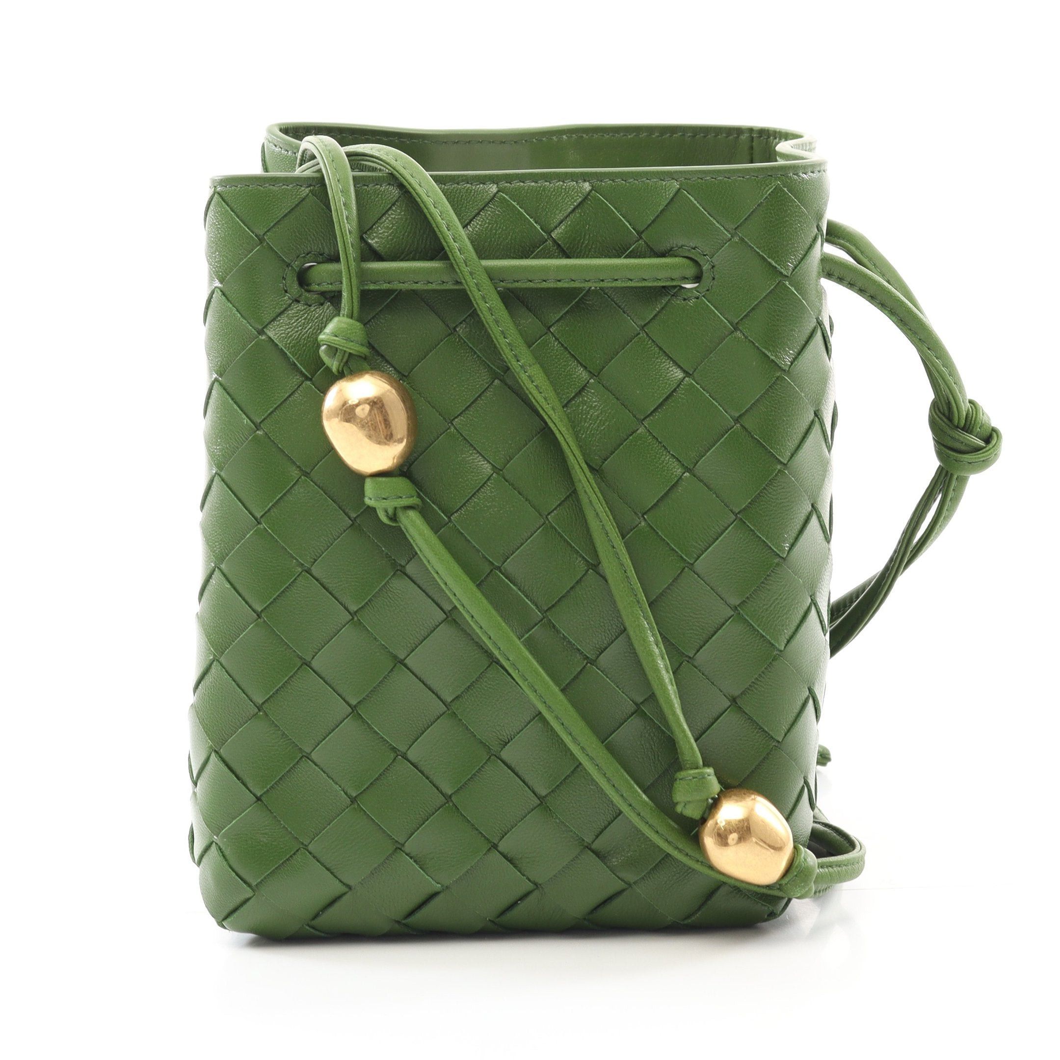 Bottega Veneta Bottega Veneta Intrecciato Small Bucket Bag Shoulder Leather Green Size ONE SIZE - 1 Thumbnail