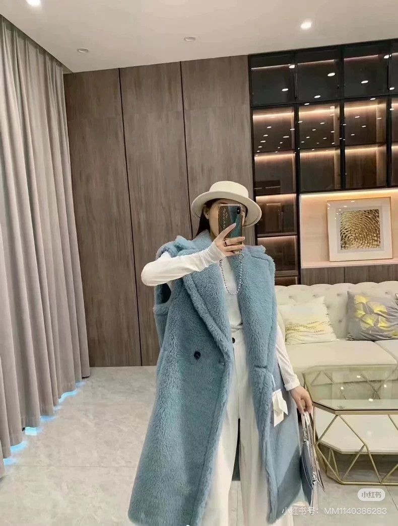 Max Mara Max Mara Blue Teddy Vest Coat Size S / US 4 / IT 40 - 1 Thumbnail