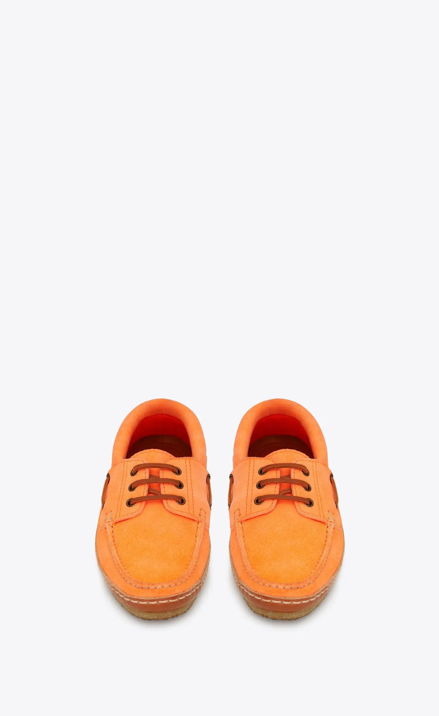Saint Laurent Paris o1b1hav111224 Ashe Boat Shoes in Suede in Orange Size US 13 / EU 46 - 2 Thumbnail