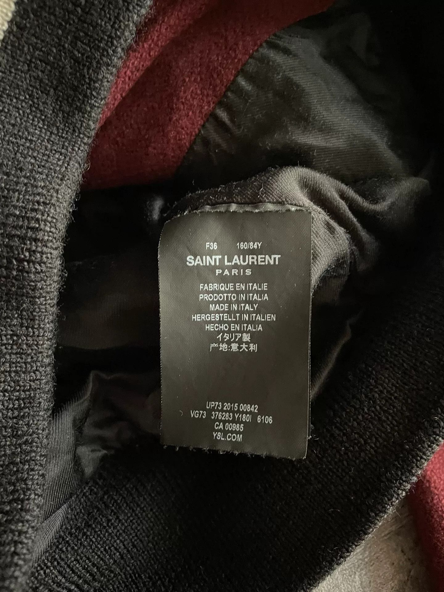 Saint Laurent Paris saint laurent burgundy leather baseball jacket. Size XS / US 0-2 / IT 36-38 - 4 Thumbnail