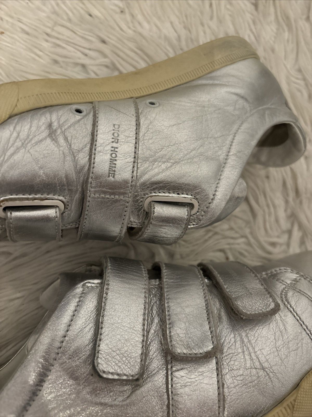 Dior Dior Homme AW07 "Navigate" Silver Metallic Velcro Sneakers Size US 8.5 / EU 41-42 - 2 Thumbnail