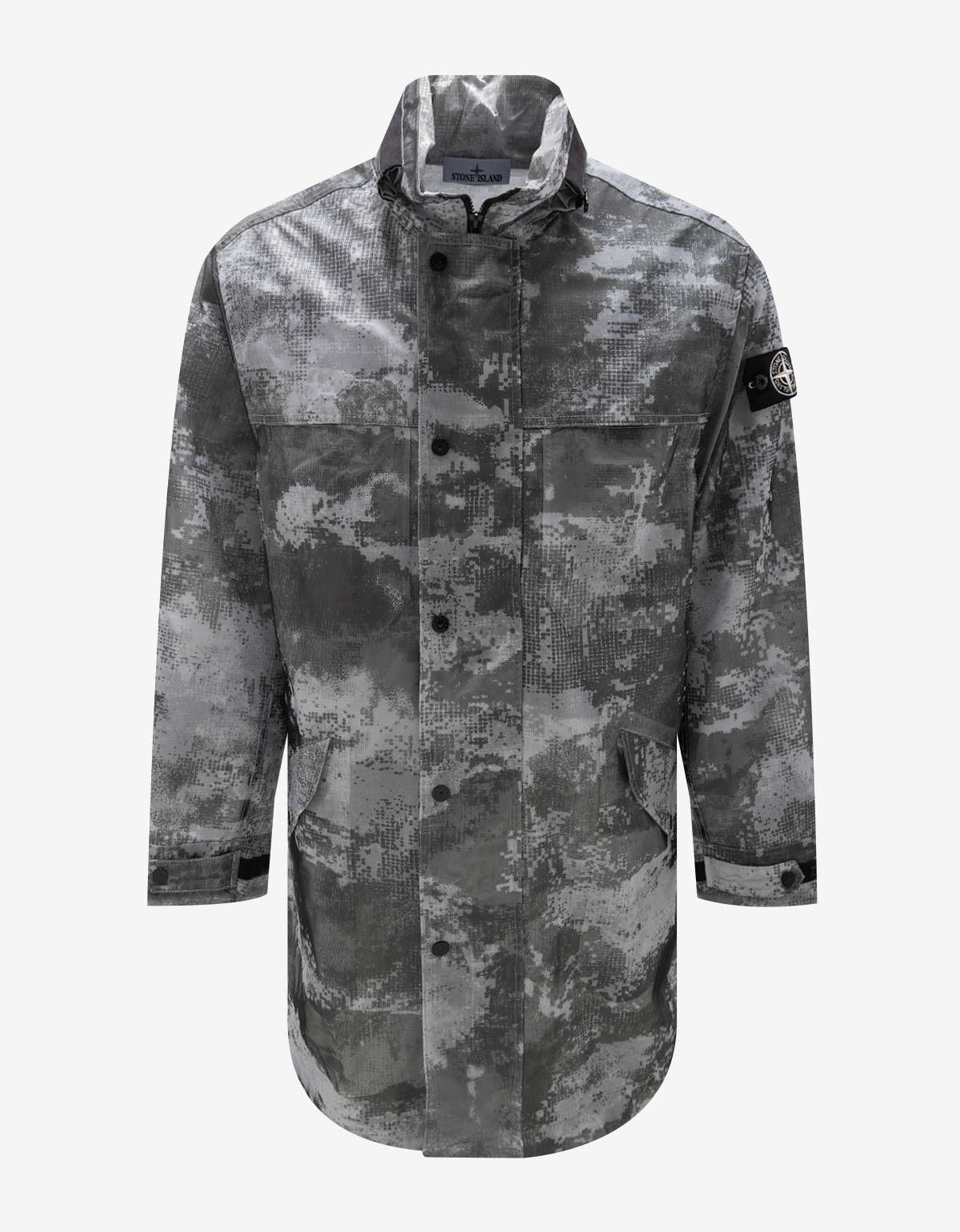 Stone Island Grey Camo Mesh Reflective Nylon Coat | Grailed