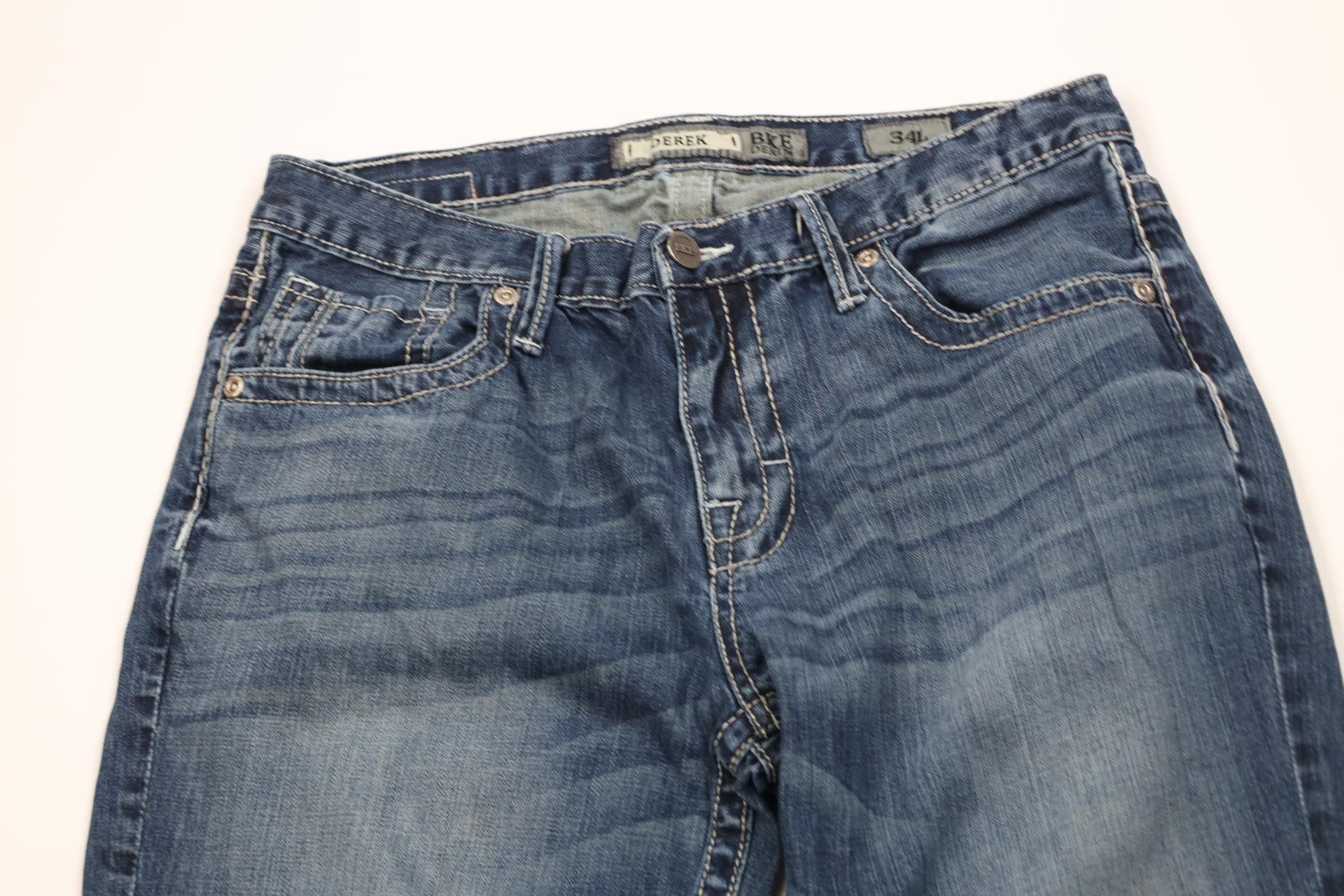 Vintage Buckle BKE Stitch Derek Wide Leg Bootcut Denim Jeans Blue Size US 34 / EU 50 - 2 Thumbnail
