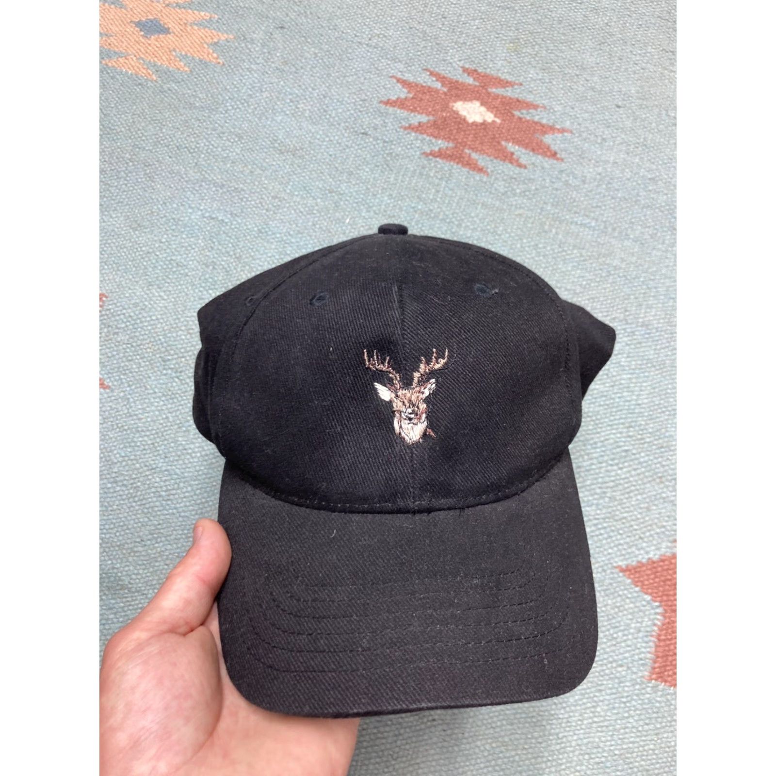 Anvil VINTAGE Anvil Buck Deer Hat Strapback Cap Cotton Black Daddy Dad Hunting EUC Mens Adjustable Cap Size ONE SIZE - 2 Thumbnail
