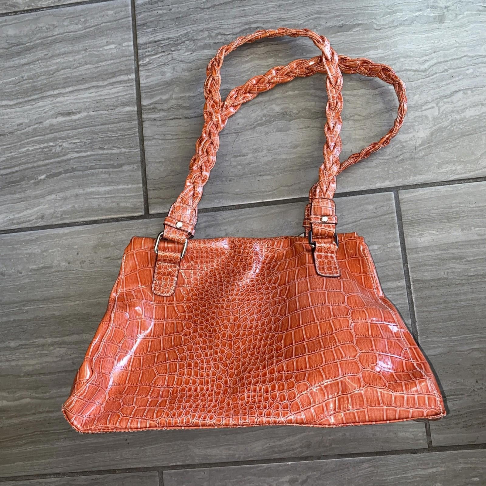 Fratelli Rossetti Rossetti Orange Faux Croc Skin Shoulder Bag Size ONE SIZE - 8 Thumbnail