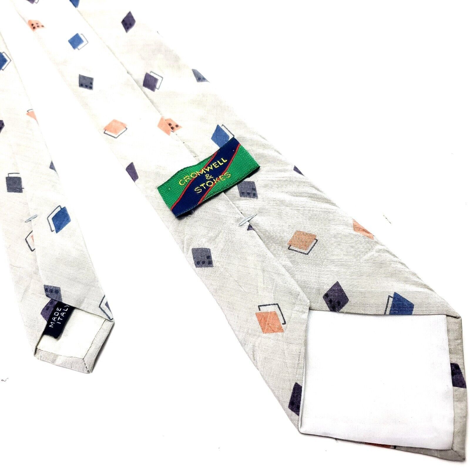Vintage Cromwell & Stokes Gray Silk Tie Woven Skinny Geometric Size ONE SIZE - 3 Thumbnail
