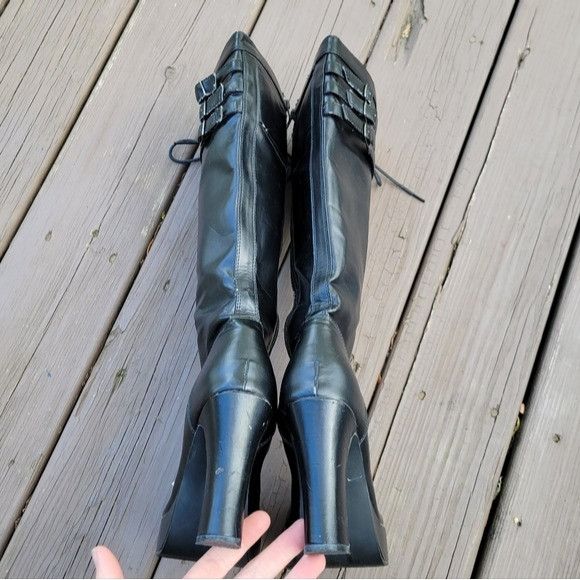 Vintage Vintage 90s y2k Tuk Black Faux Leather Platform Lace Up Brat Size US 10 / IT 40 - 5 Thumbnail