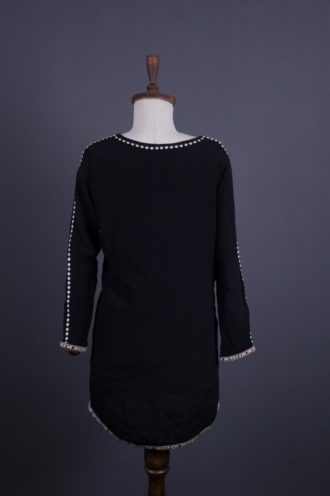 Wilkes Bashford BA&SH Dahlia Black Embroidred V-Neck Robe Dress Size 1 Size M / US 6-8 / IT 42-44 - 8 Thumbnail