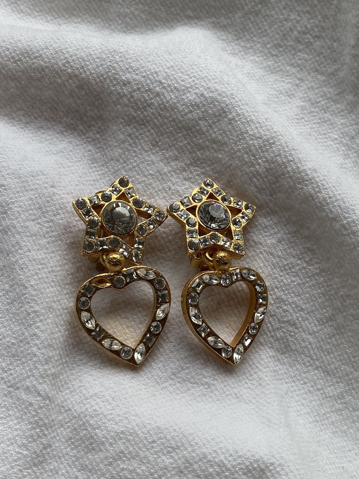 Yves Saint Laurent YSL Vintage Swarovsky Earrings in Gold