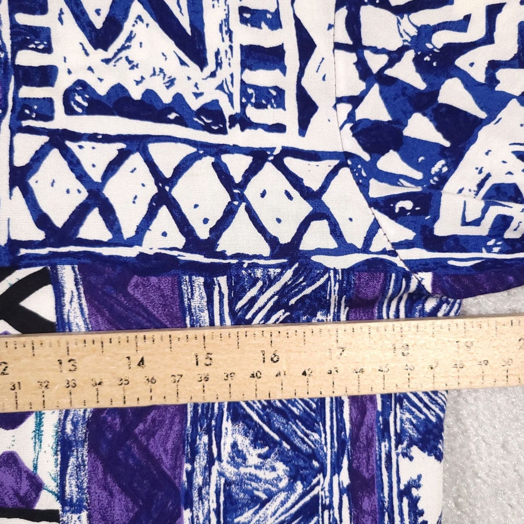 Lee VINTAGE Kathie Lee Button Up Shirt Women's 8 Blue Geometric Aztec Short Sleeve USA Size M / US 6-8 / IT 42-44 - 6 Thumbnail