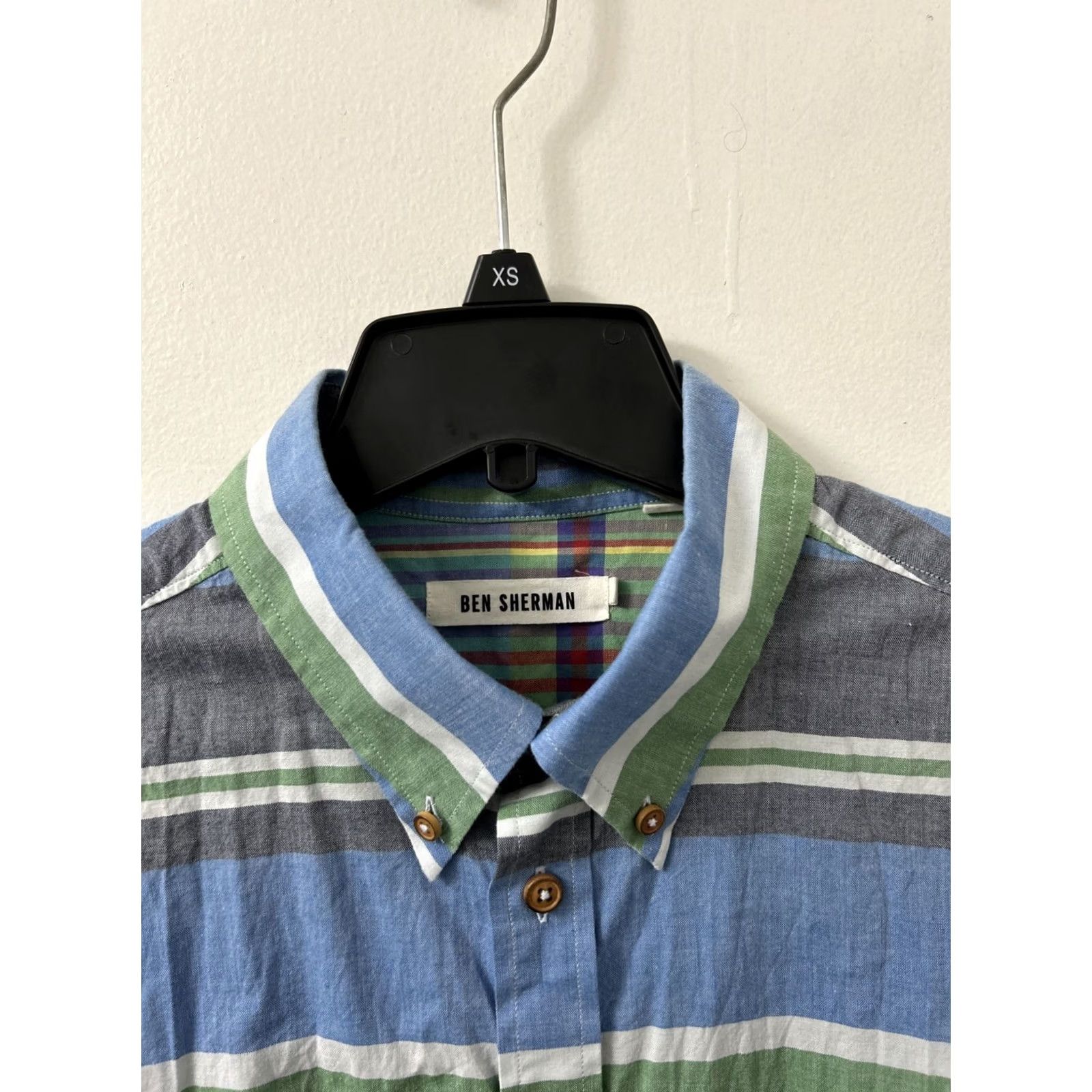 Vintage Ben Sherman Shirt Mens L Blue Oxford Striped Button-Down Short Sleeve Size US L / EU 52-54 / 3 - 7 Thumbnail