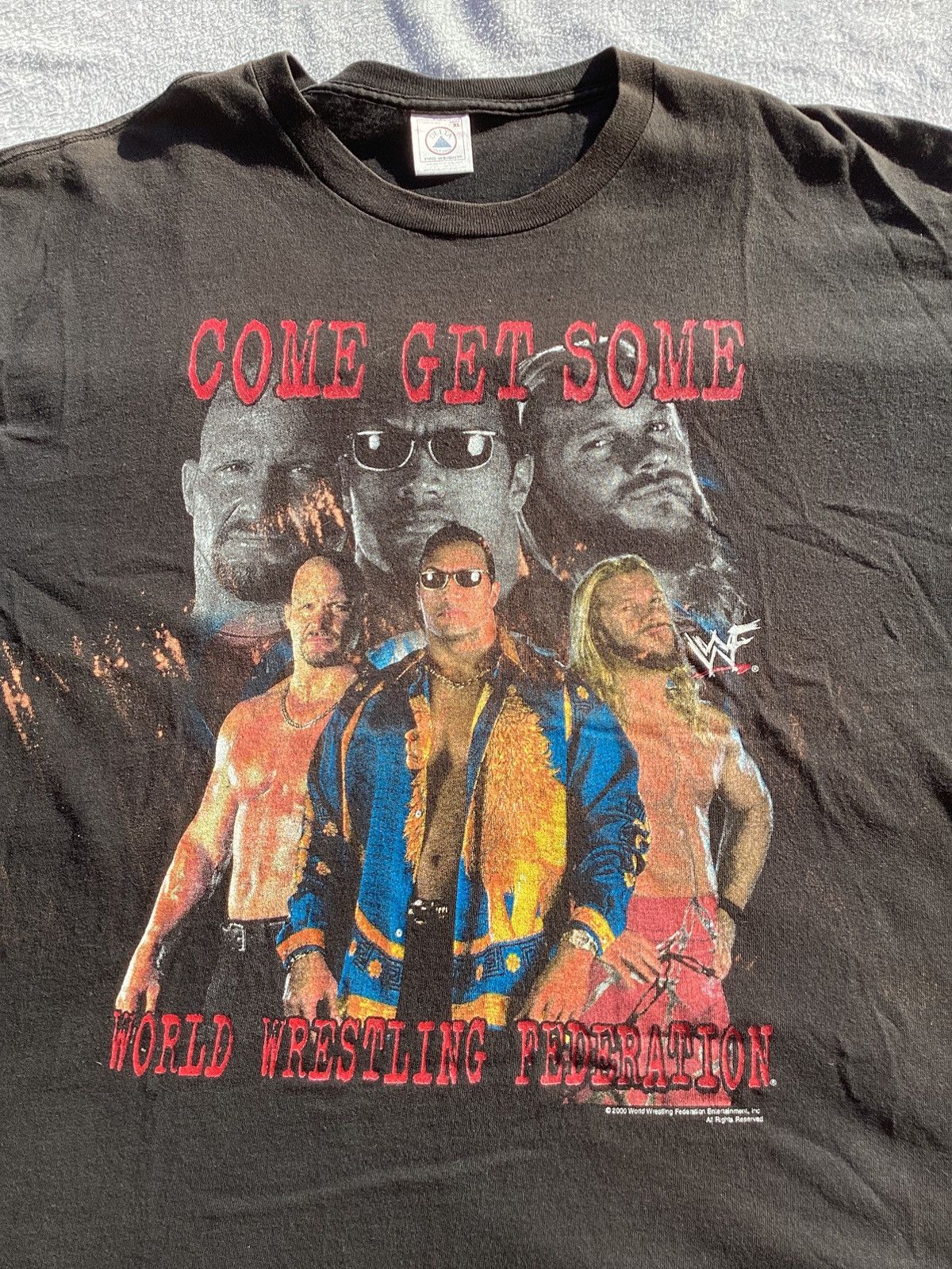 WWF Vtg WWF come get some stone cold Rock Chris JerichoMWWE TEE Size US XL / EU 56 / 4 - 2 Thumbnail