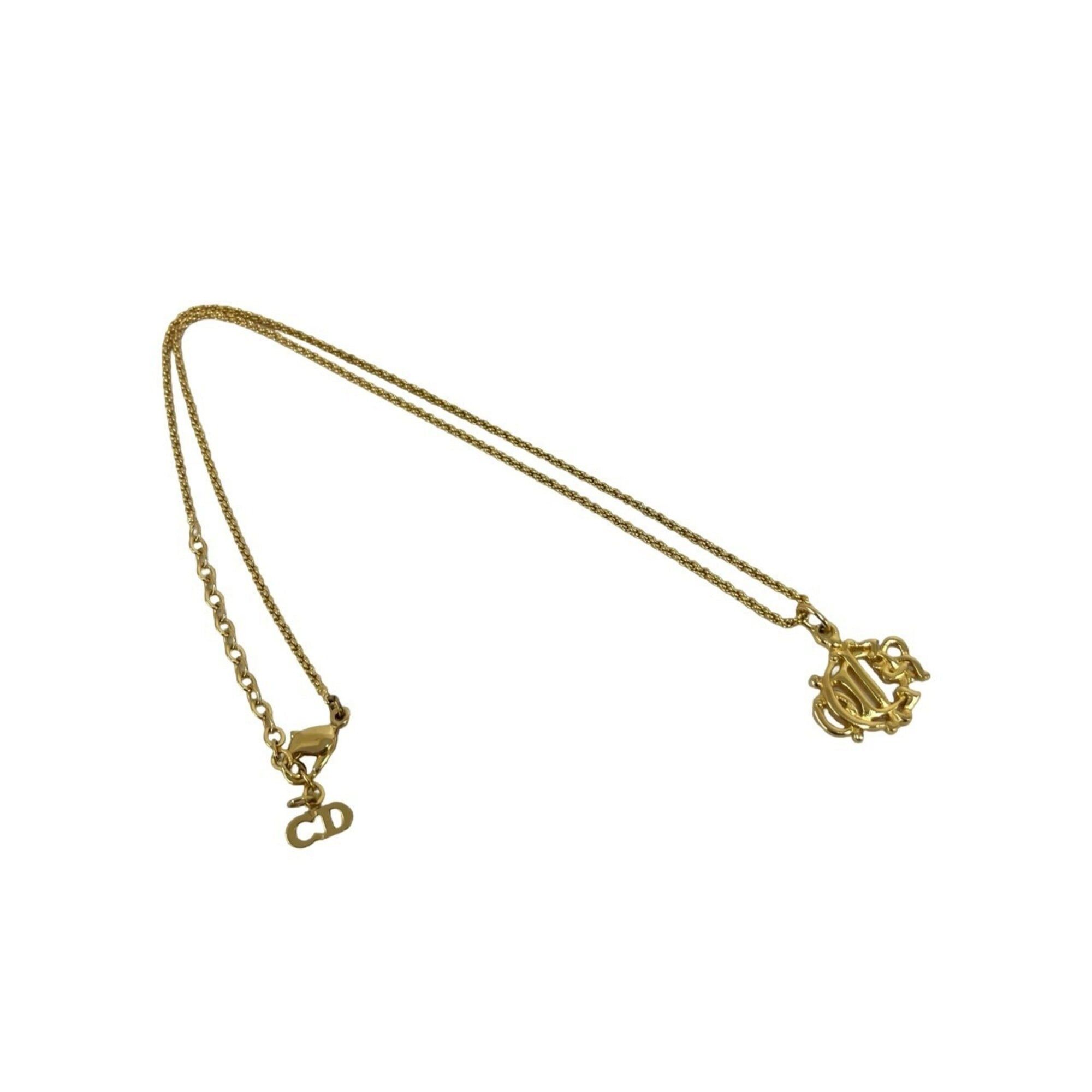 Dior Christian Dior Vintage Logo GP Necklace Pendant Accessory Gold 81645 Size ONE SIZE - 1 Thumbnail