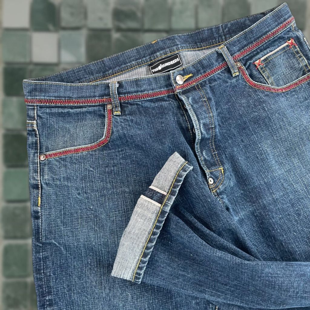 The Hundreds VINTAGE The Hundreds Jeans Men 40x32 Blue Embroidered Pocket Grunge Selvedge Denim Straight 40 32 Distressed Slimming Pockets Size US 40 / EU 56 - 1 Thumbnail