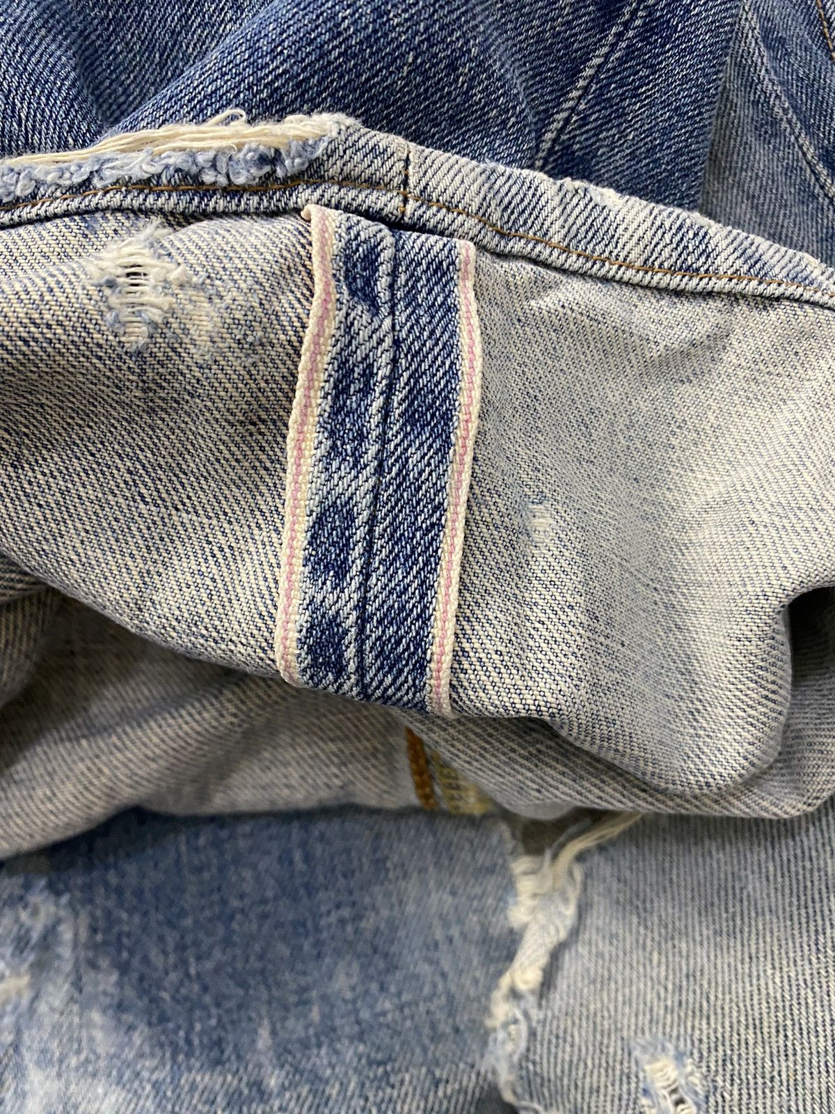 Edwin × Kapital EDWIN 505 SELVEDGE DISTRESS DESIGN GRUNGE STYLE Size US 31 - 10 Thumbnail