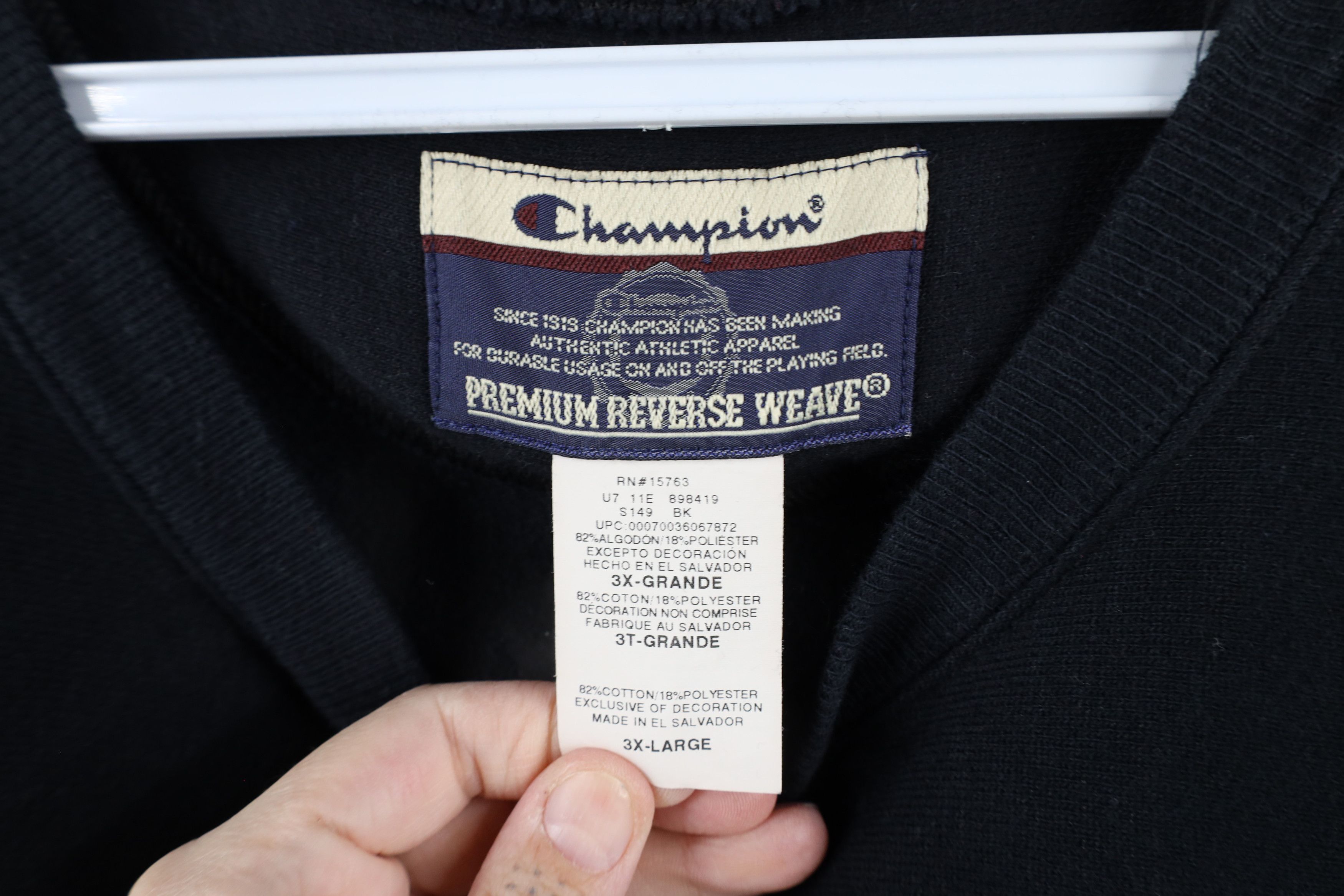 Champion × Vintage Vintage 90s Champion Reverse Weave Crewneck Sweatshirt Black Size US XXL / EU 58 / 5 - 5 Thumbnail