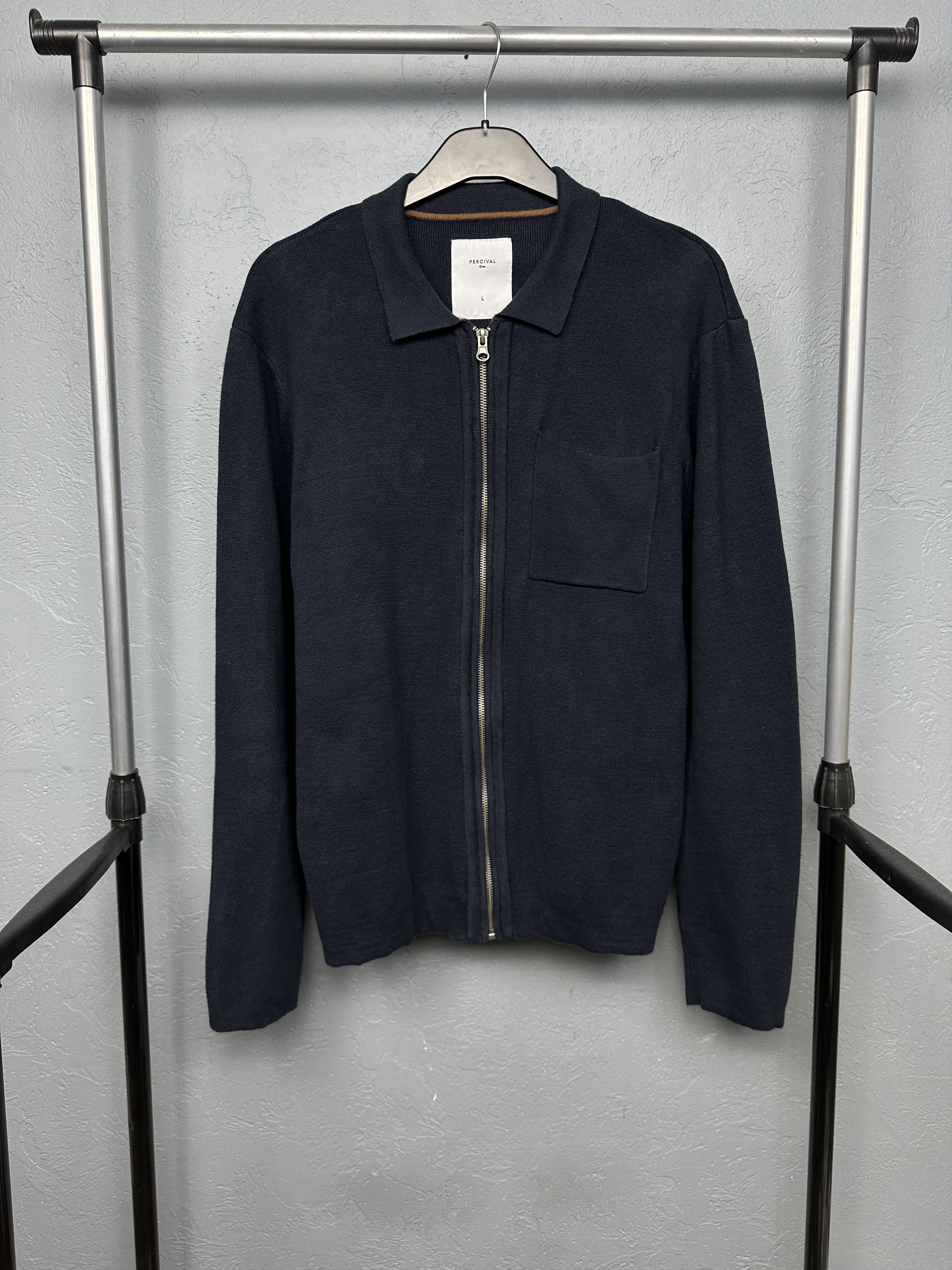 Percival Percival Mens Full Zip Knit Sweater Old Money Size US L / EU 52-54 / 3 - 1 Thumbnail