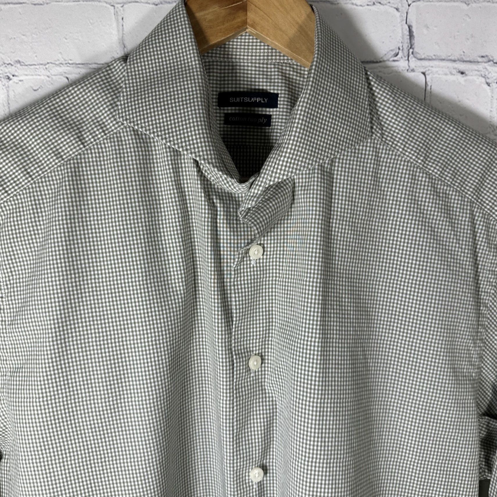 Suitsupply Suitsupply Dress Shirt Mens 40 15-3/4 Brown Cotton Two Ply Gingham Shirt Size 40R - 2 Thumbnail