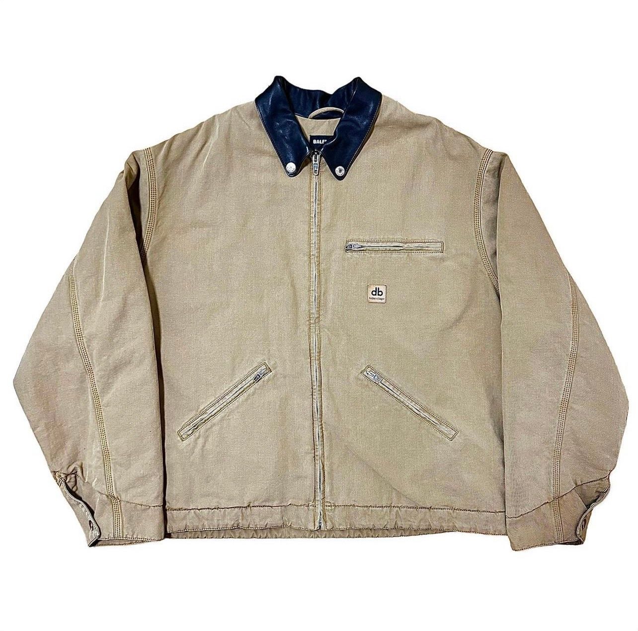 Pre-owned Balenciaga 21aw Oversized Detroit Canvas Zip Up Work Jacket In Camel