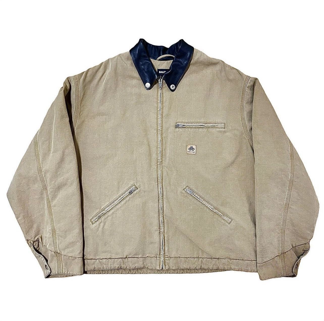 image of Balenciaga 21Aw Oversized Detroit Canvas Zip Up Work Jacket in Camel, Men's (Size Small)