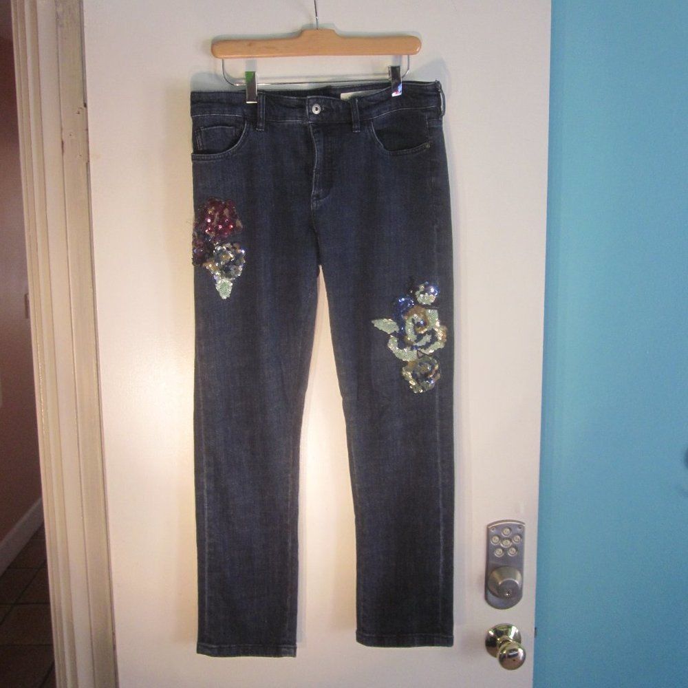 Anthropologie Anthropologie Pilcro Size 28 Boyfriend Jeans with Sequin Design Size 28" / US 6 / IT 42 - 2 Thumbnail