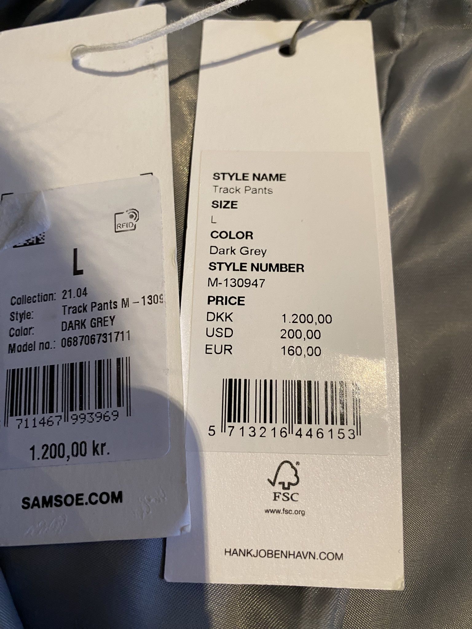 Han Kjobenhavn NWT - 50/L - Track Pants - Dark Grey Size US 34 / EU 50 - 4 Thumbnail