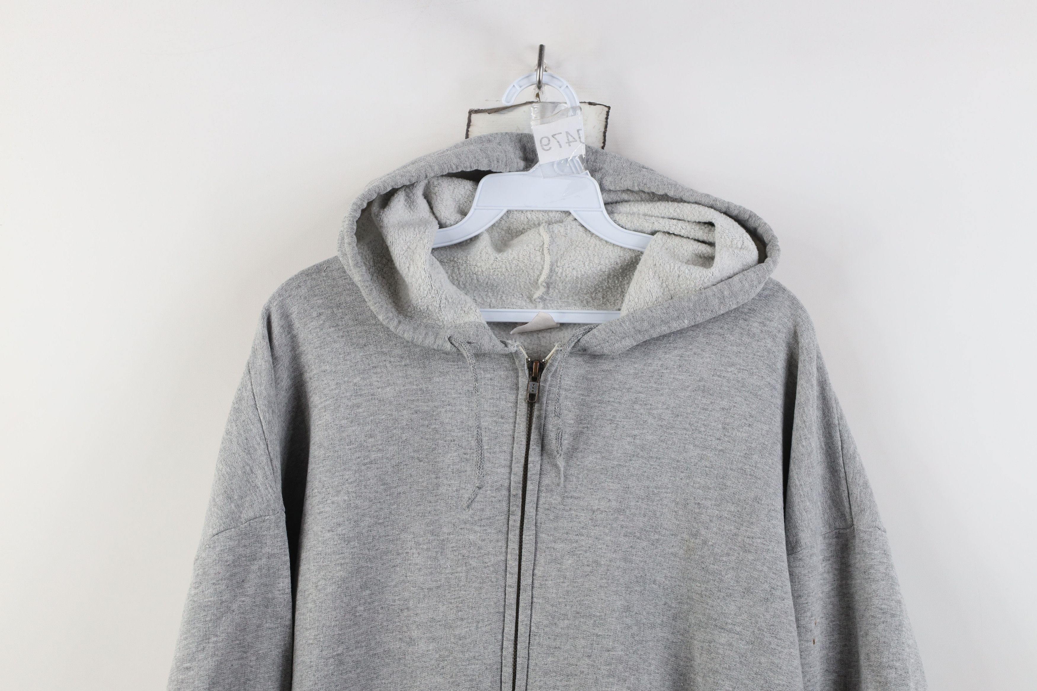 Vintage Vintage 70s Streetwear Full Zip Hoodie Heather Gray USA Size US XXL / EU 58 / 5 - 2 Thumbnail