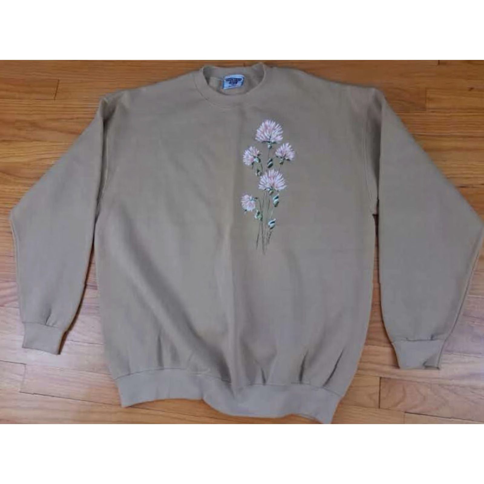 Lee Lee USA Sweatshirt Women XL Multicolor Front & Back Print Wildflowers Heavyweight Cotton Pullover Long Sleeve US Theme 29in Long 25in Pit to Pit Size XL / US 12-14 / IT 48-50 - 4 Thumbnail